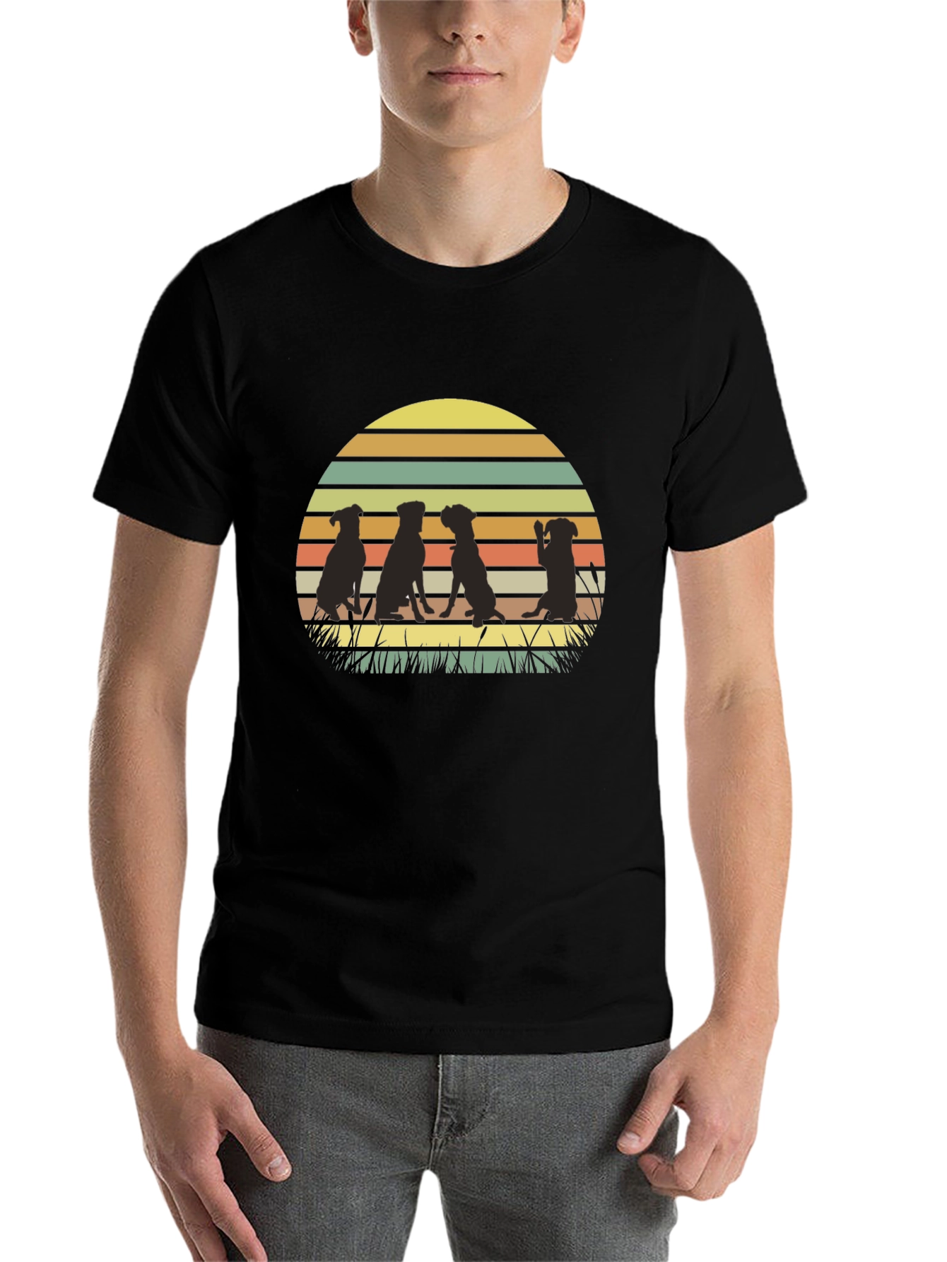 Black Dog Silhouette Sunset T-Shirt view 7