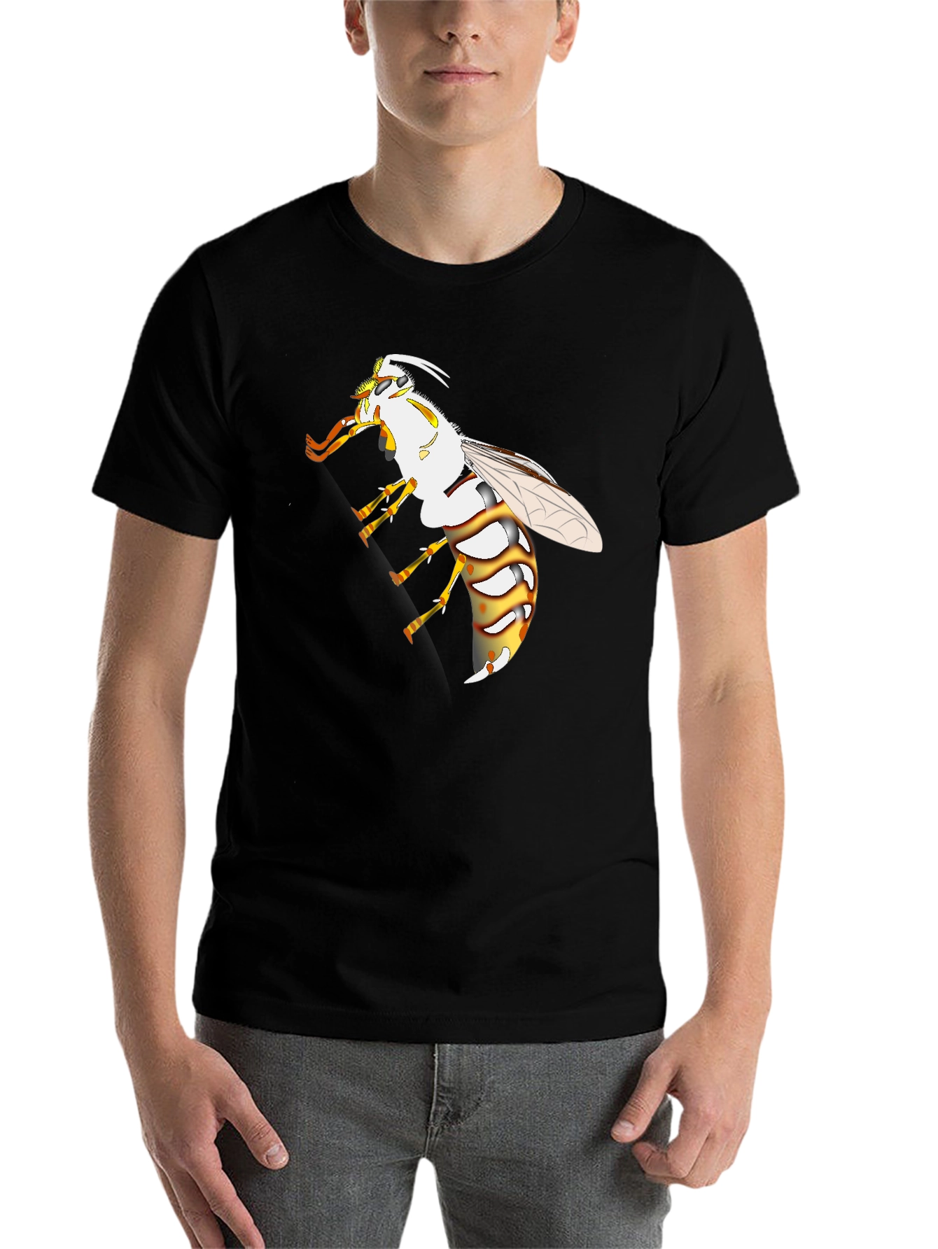 Black Wasp Graphic Black T-Shirt view 7