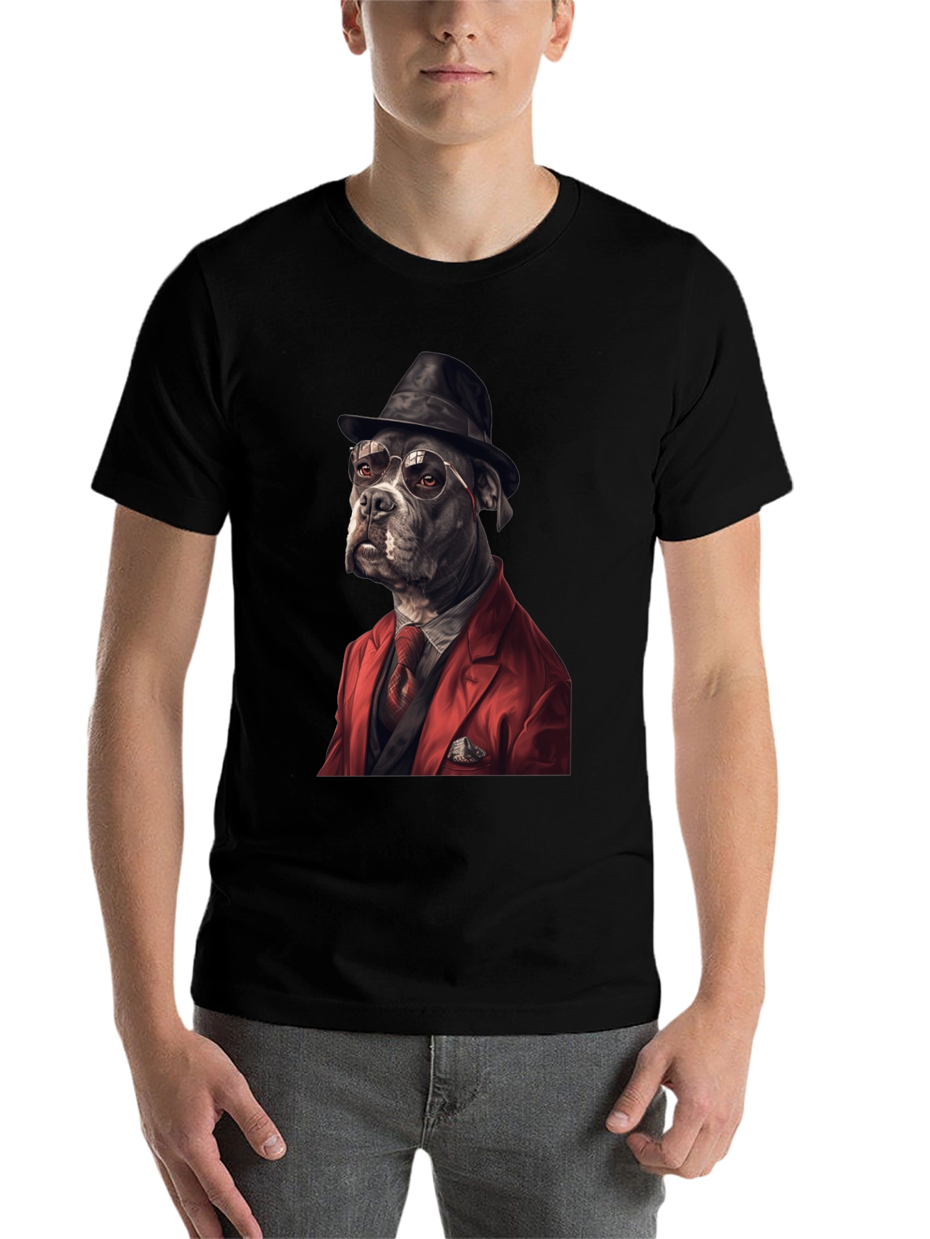 Black Dog in Suit Graphic Tee view 7