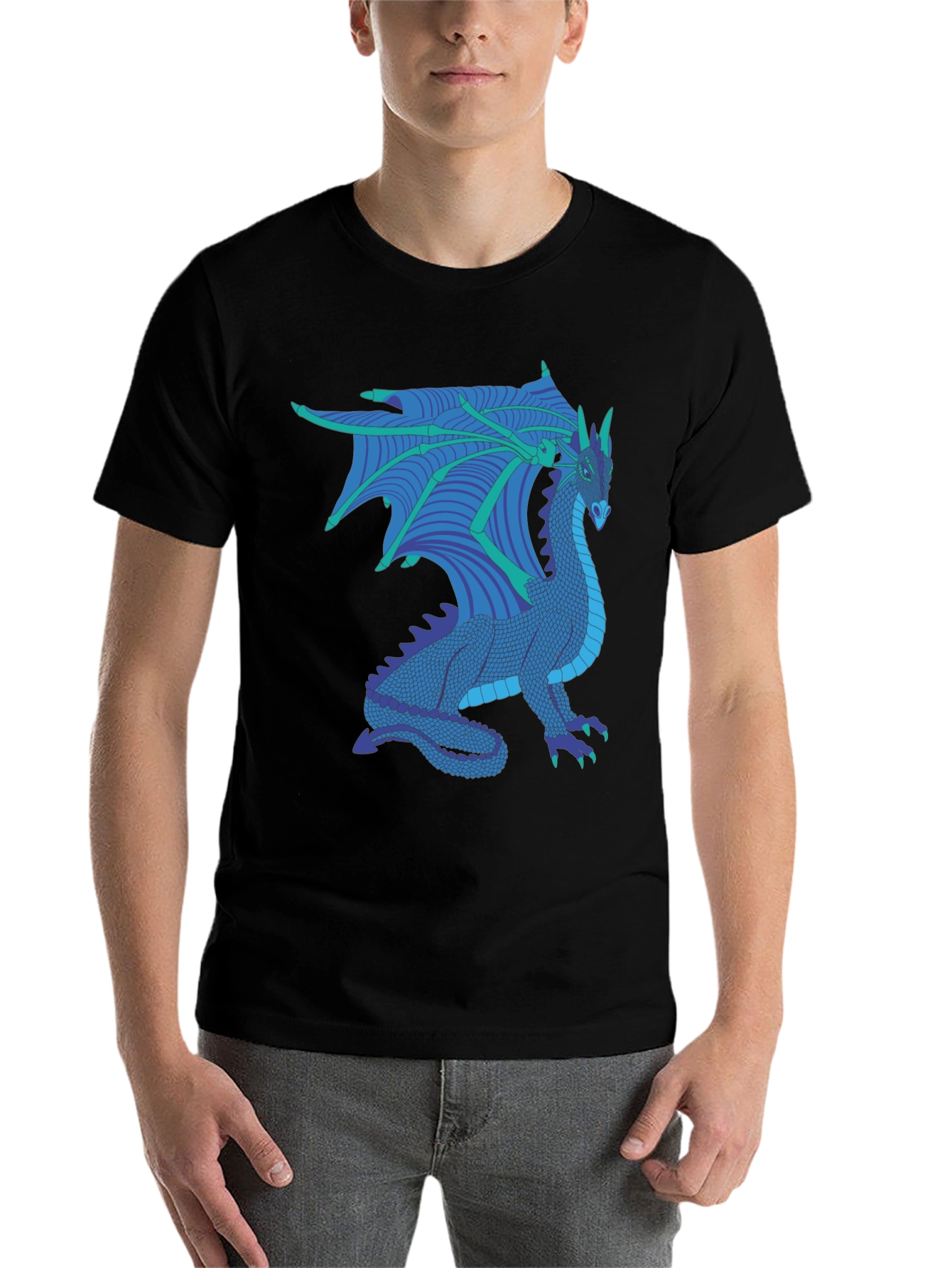 Black Dragon Graphic Tee - Fantasy Creature T-Shirt view 7