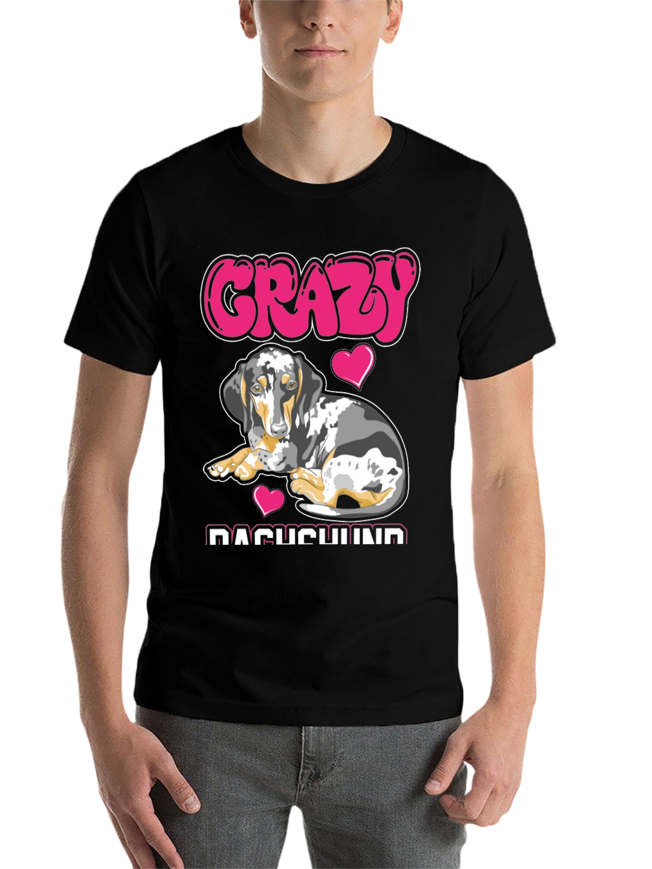 Black Crazy Dachshund T-Shirt - Dog Lover Tee view 7