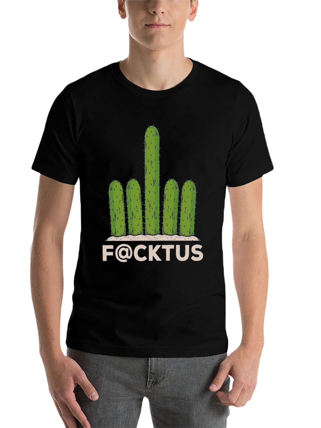 Black Funny F@CKTUS Graphic T-Shirt view 7