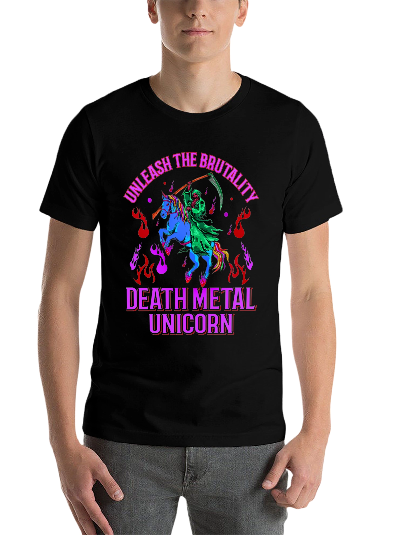 Black Death Metal Unicorn T-Shirt - Unleash the Brutality! view 7