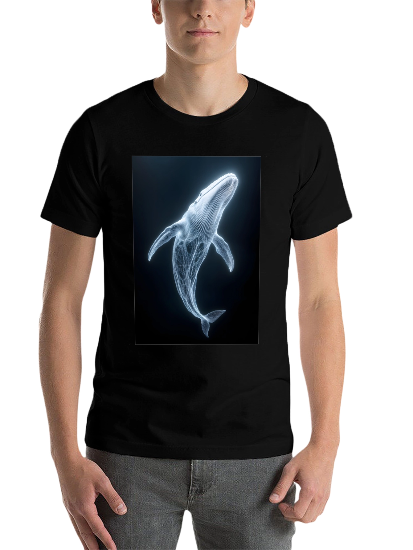 Black Whale Graphic Print Black T-Shirt view 7