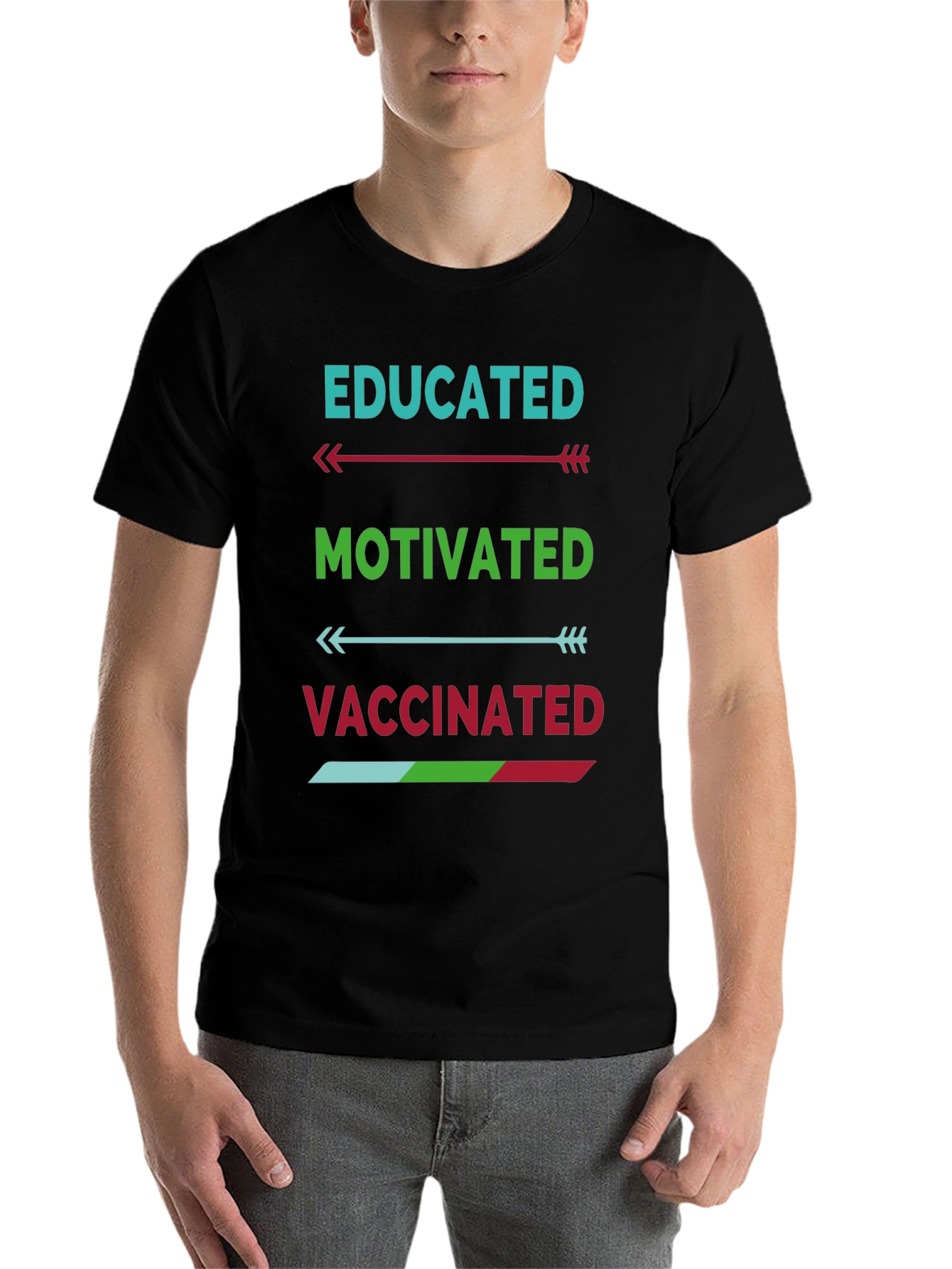 Black Educated Motivated Vaccinated T-Shirt view 7