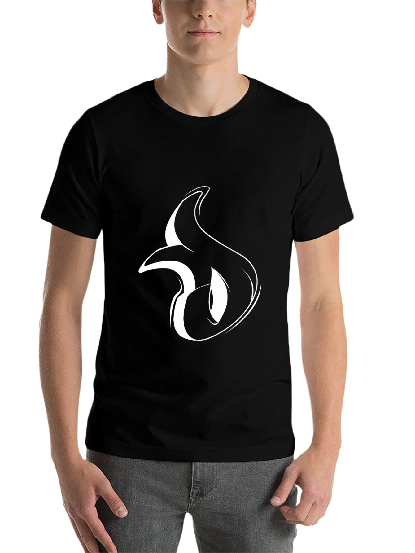 Black Stylish Black Tee with Abstract Graphic view 7