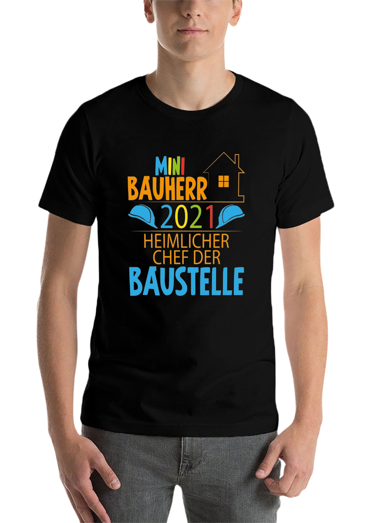 Black Mini Bauherr 2021 T-Shirt, Construction Boss Tee view 7