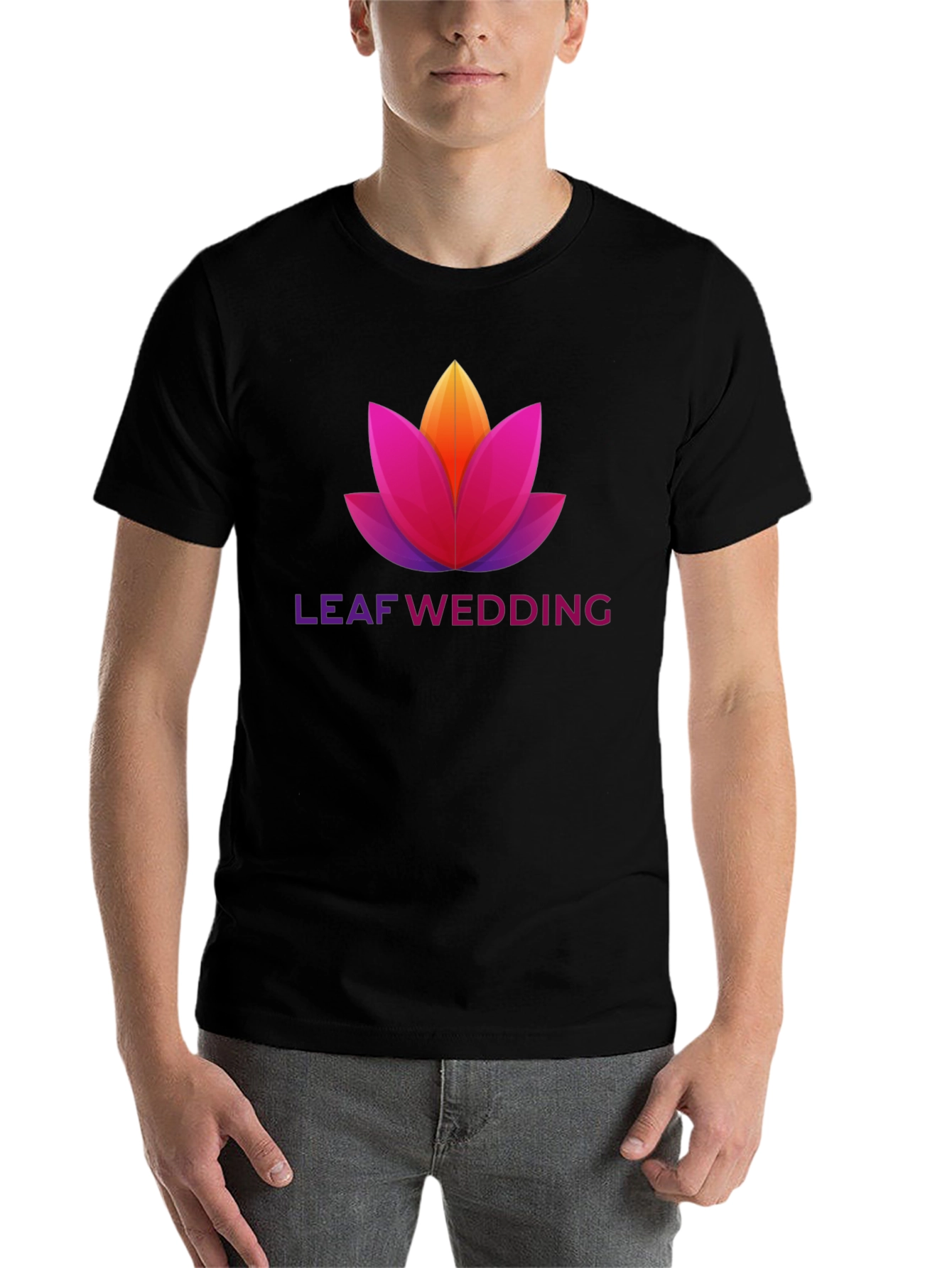 Black Leaf Wedding Graphic T-Shirt view 7