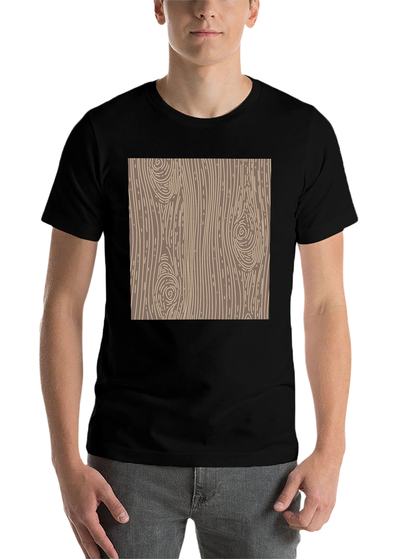 Black Wood Grain Graphic Tee - Classic Style view 7