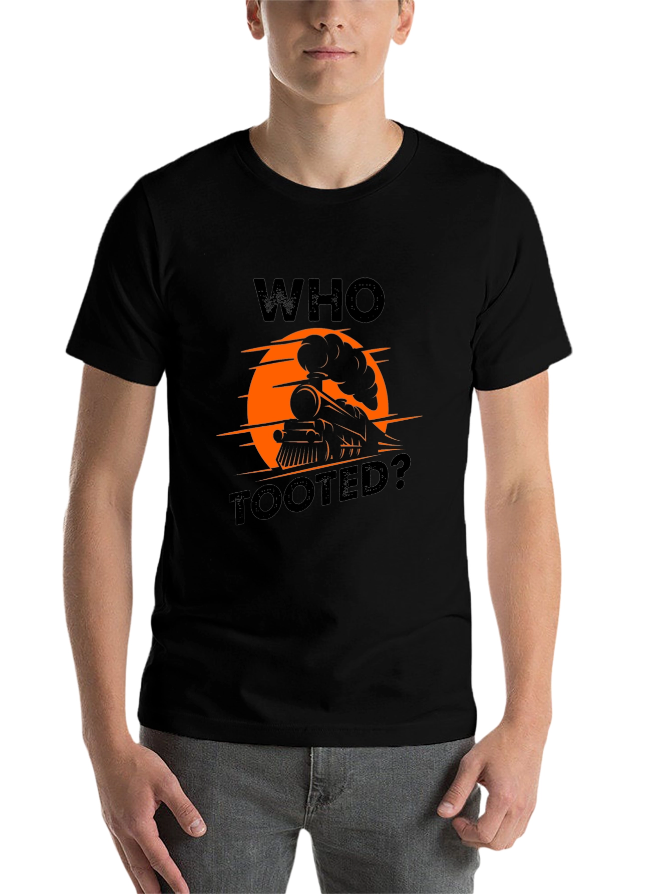 Black Who Tooted? Train Graphic T-Shirt view 7
