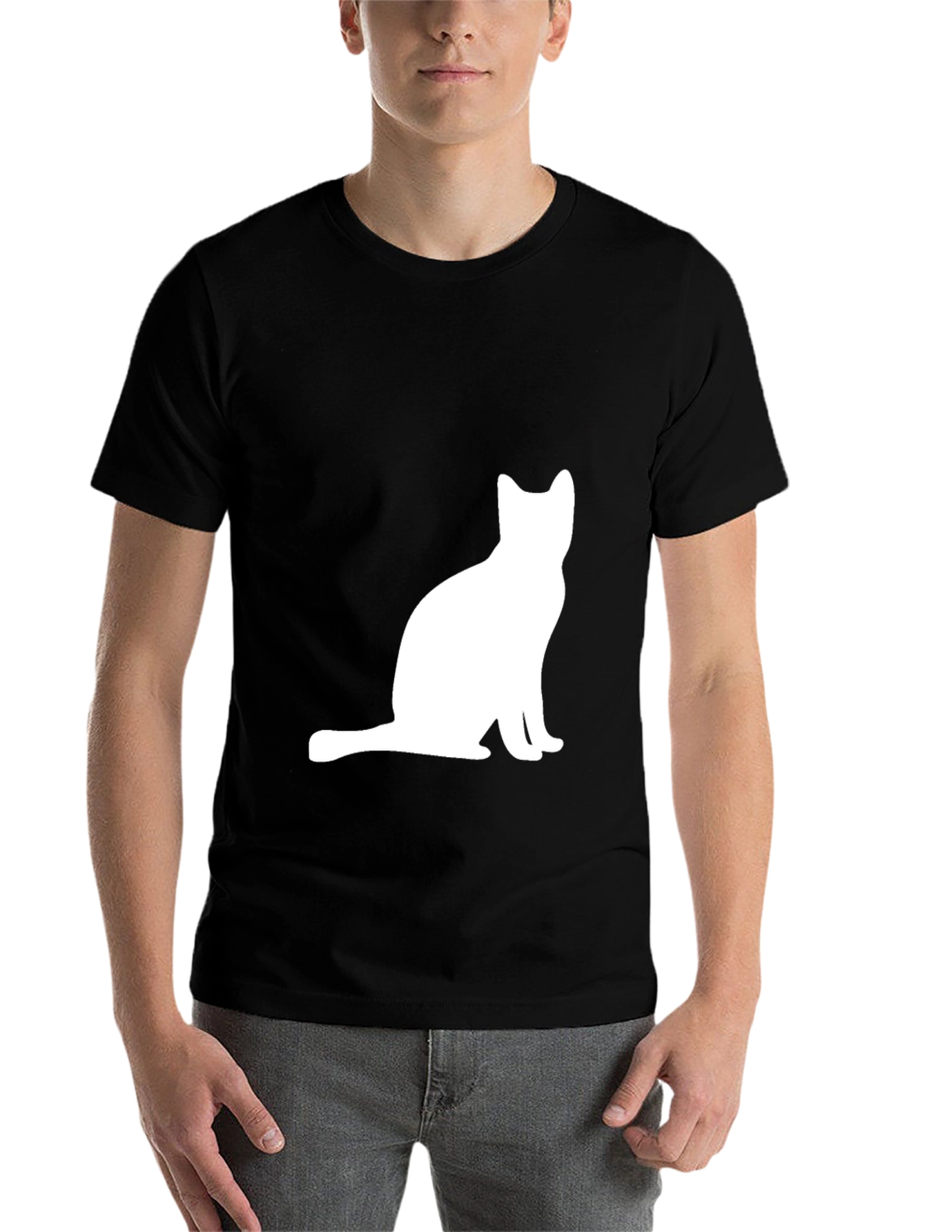 Black Cat Silhouette Graphic Tee - Black view 7