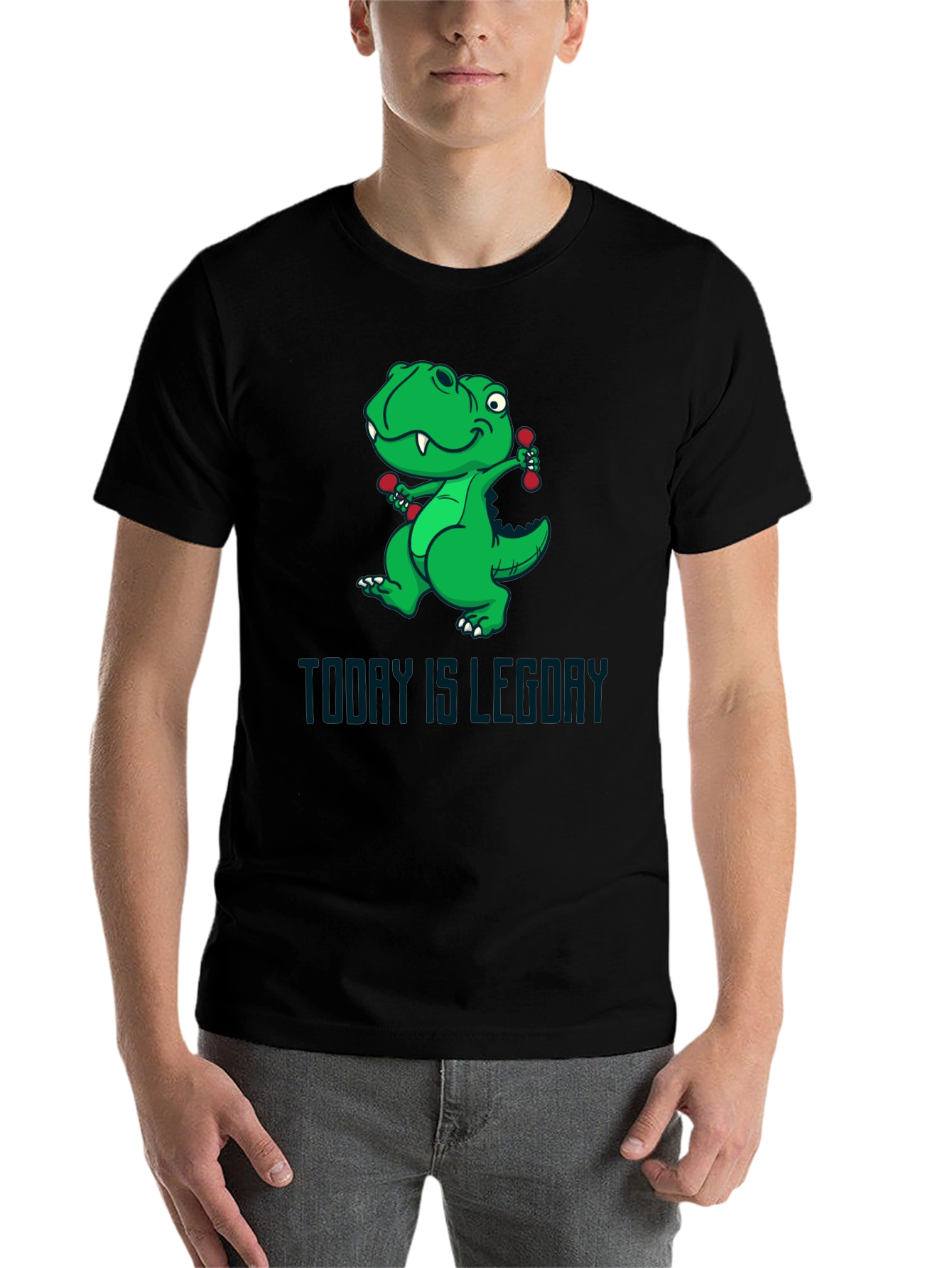 Black Dino Leg Day T-Shirt - Funny Workout Tee view 7