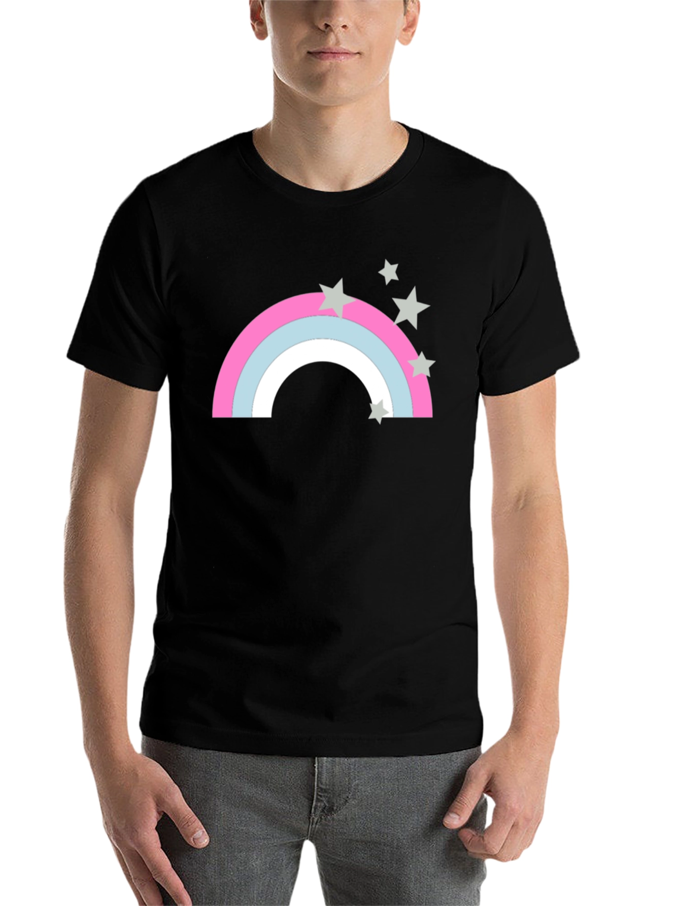 Black Rainbow & Star Graphic Black T-Shirt view 7