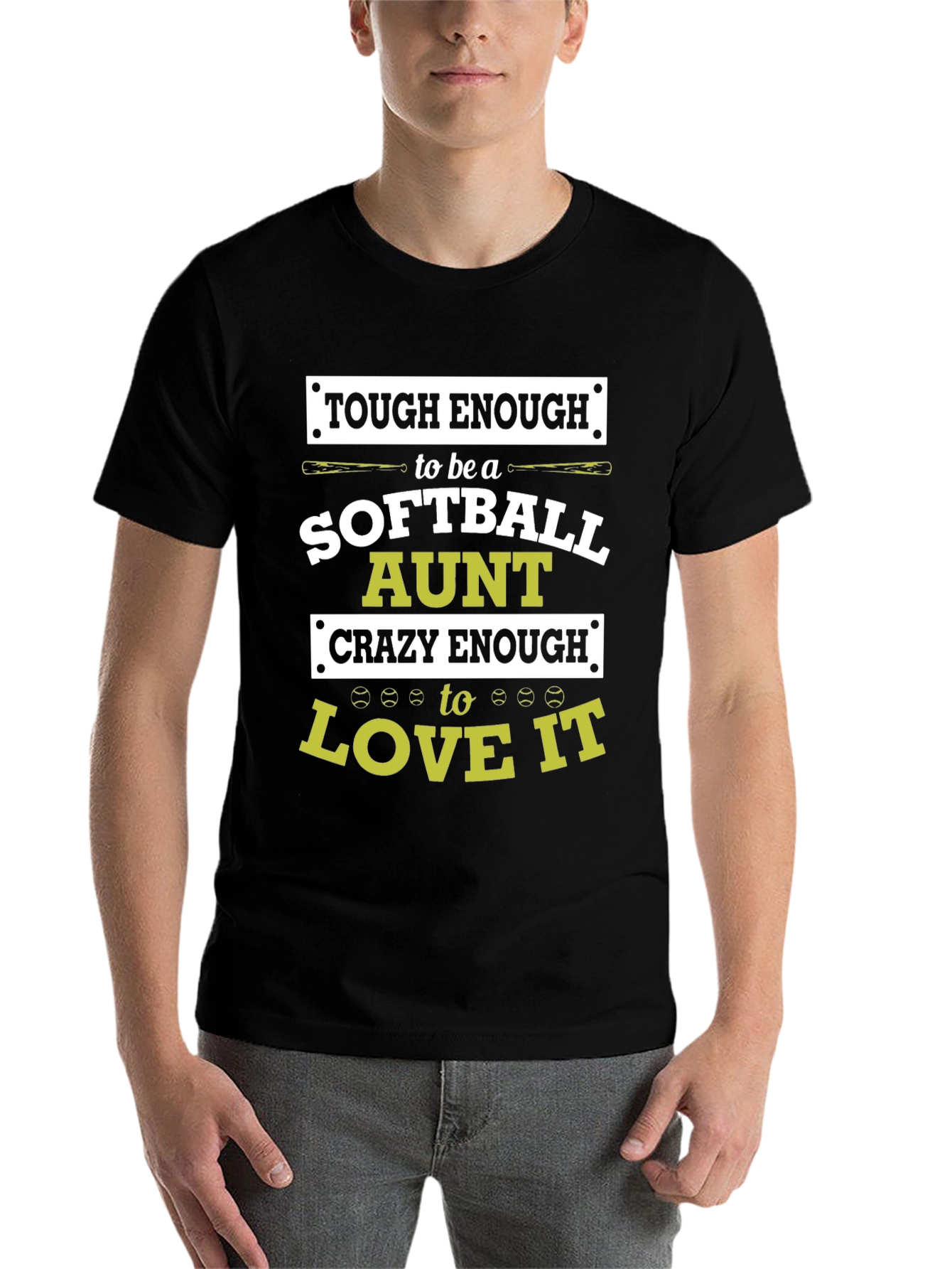 Black Softball Aunt T-Shirt: Tough & Crazy Enough to Love It view 7