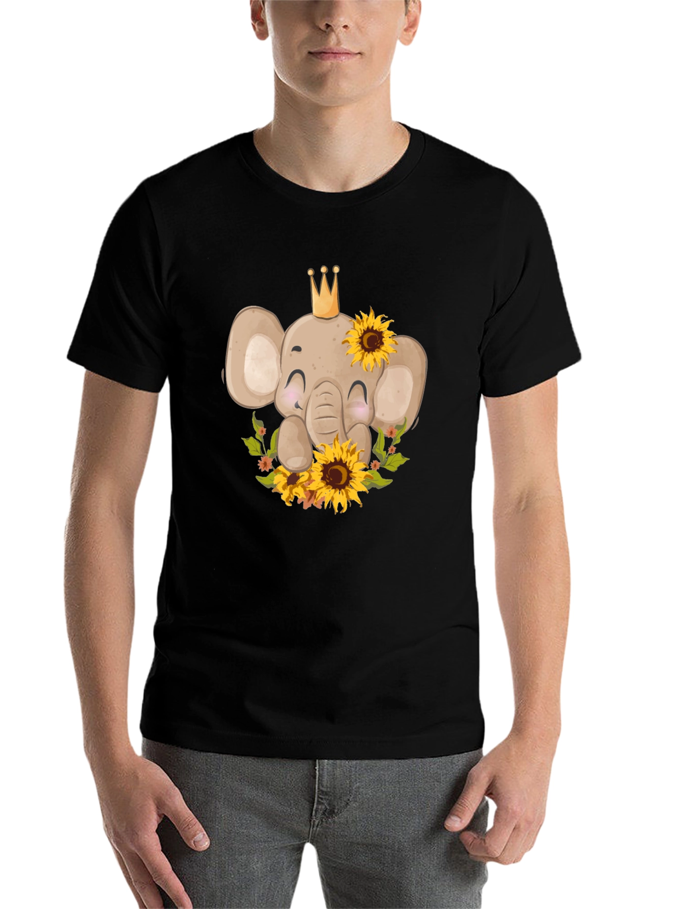 Black Elephant Sunflower Graphic Tee view 7