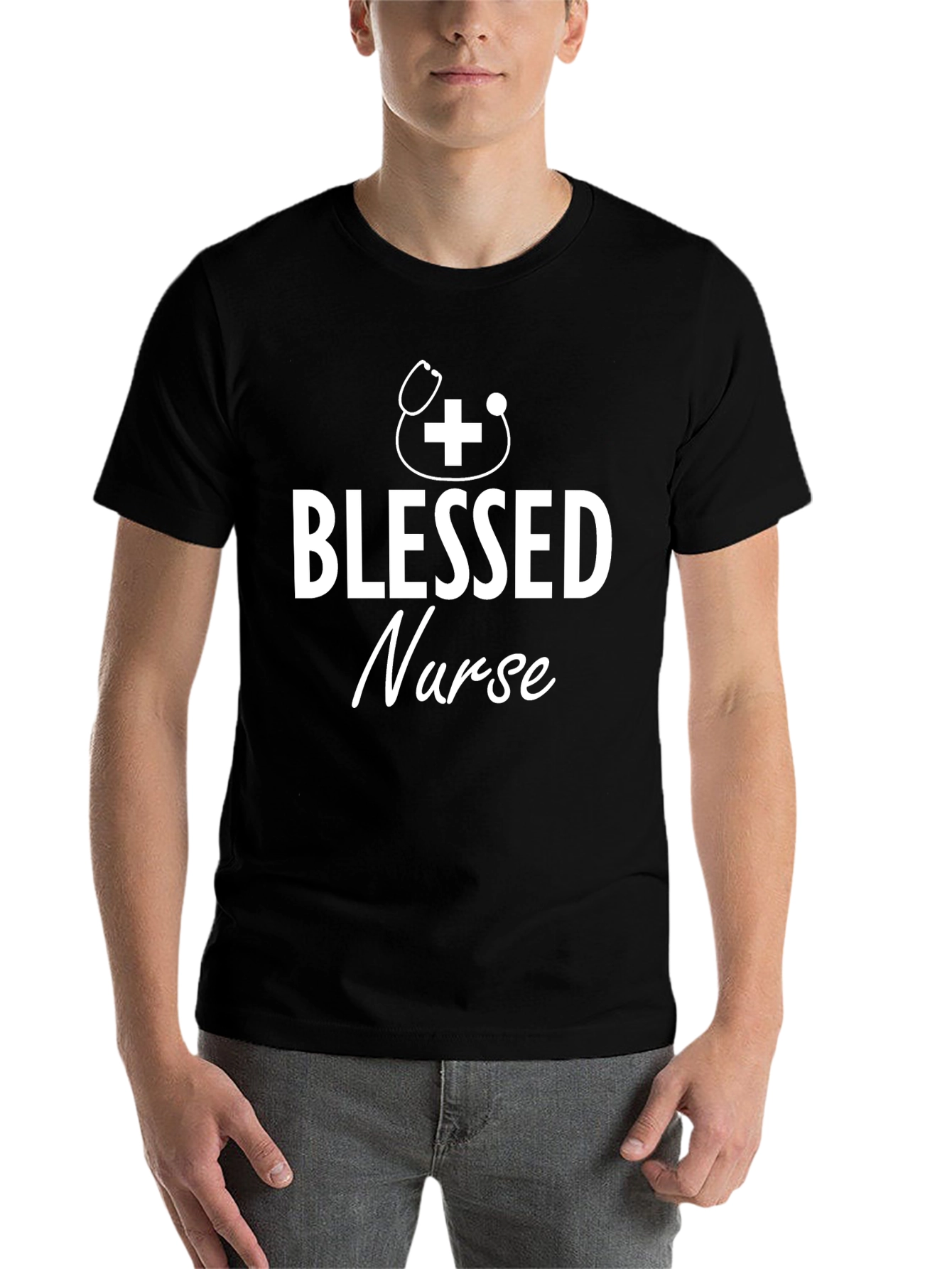 Black Blessed Nurse T-Shirt - Black - Medical Professional view 7