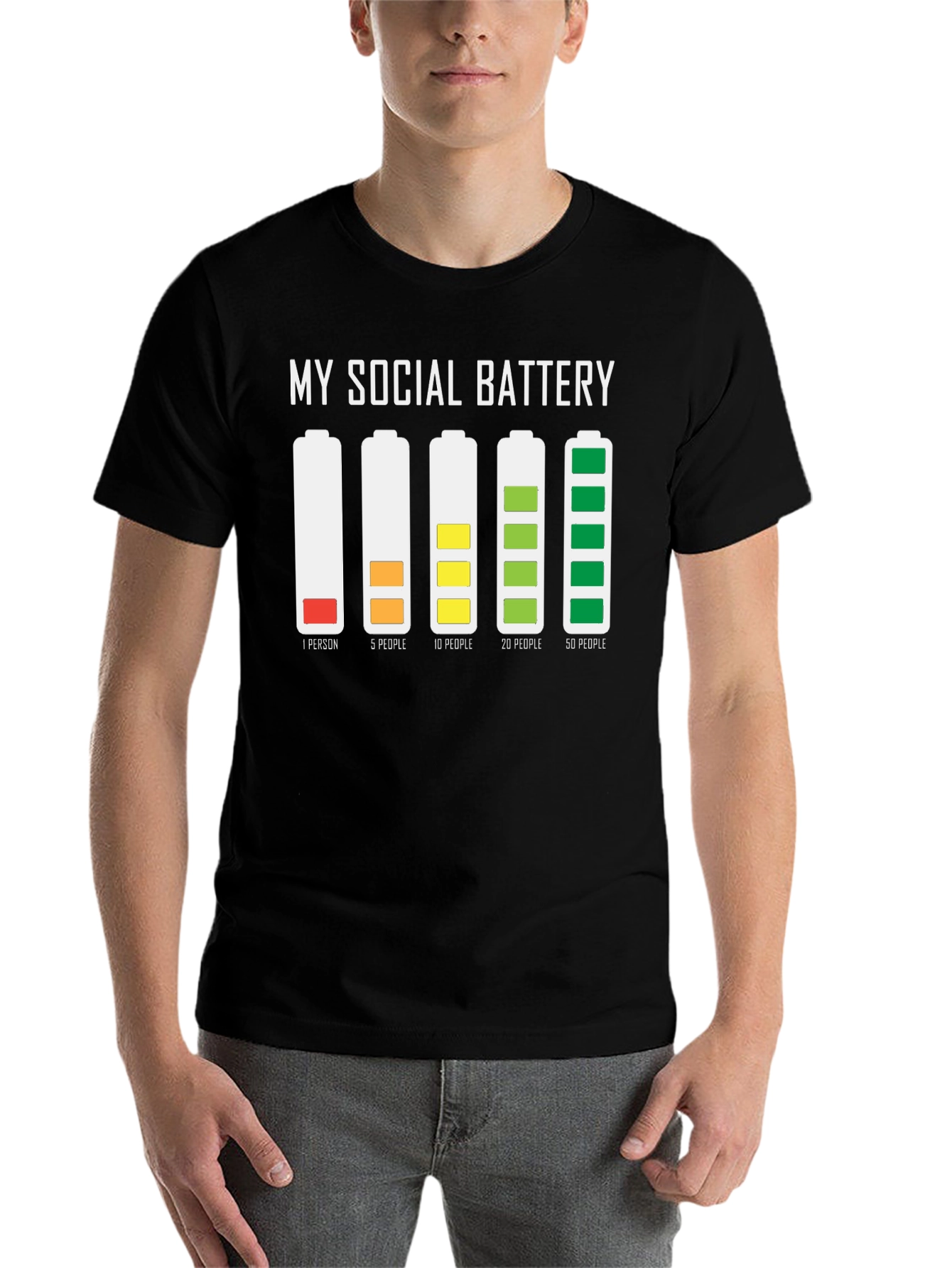 Black Social Battery Graphic T-Shirt view 7