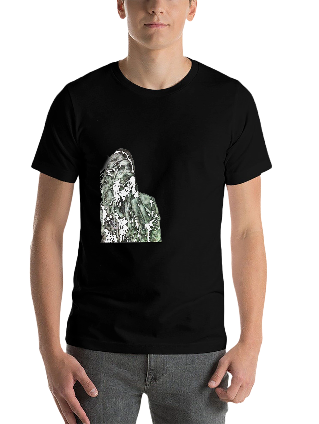 Black Zombie Graphic Tee - Black Crew Neck T-Shirt view 7