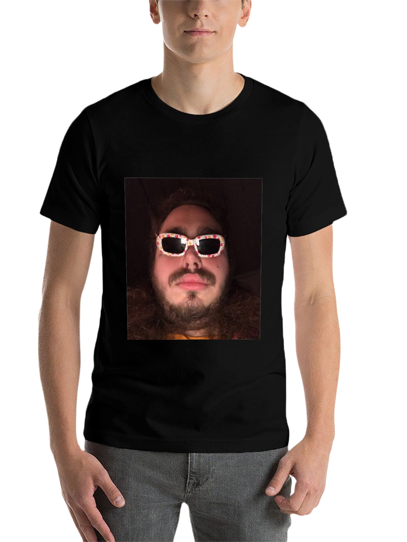 Black Novelty Graphic Tee - Man with Sunglasses view 7