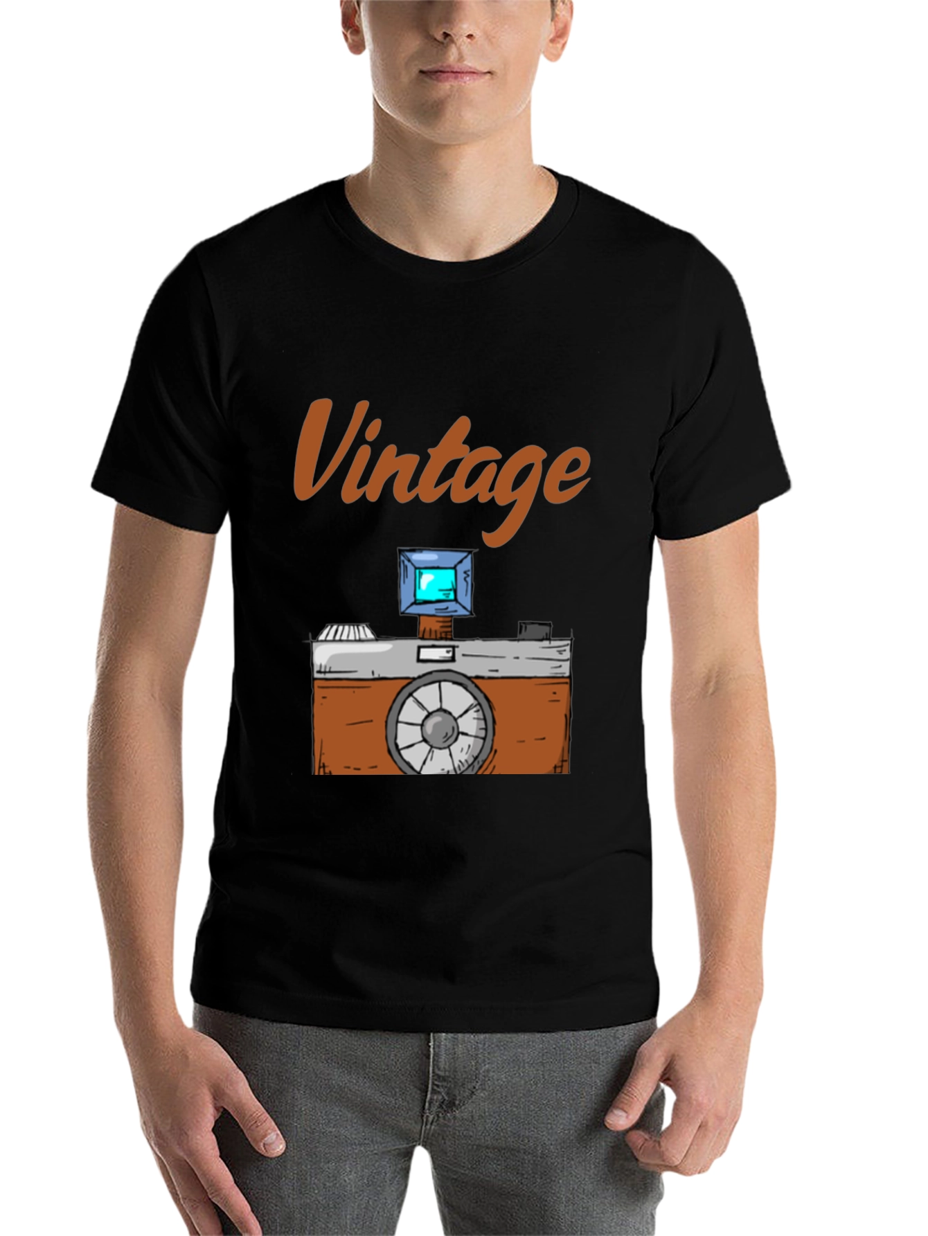 Black Vintage Camera Graphic Tee - Retro Style view 7