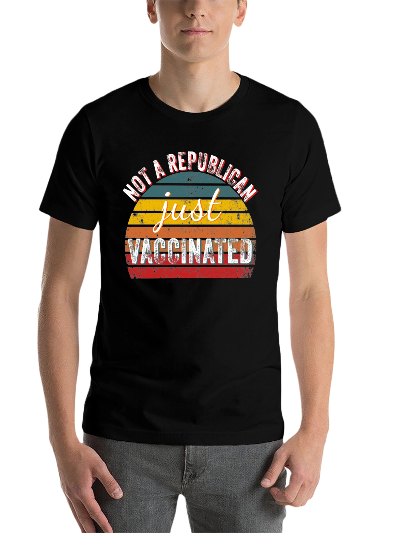 Black Just Vaccinated Graphic Tee - Not a Republican T-Shirt view 7