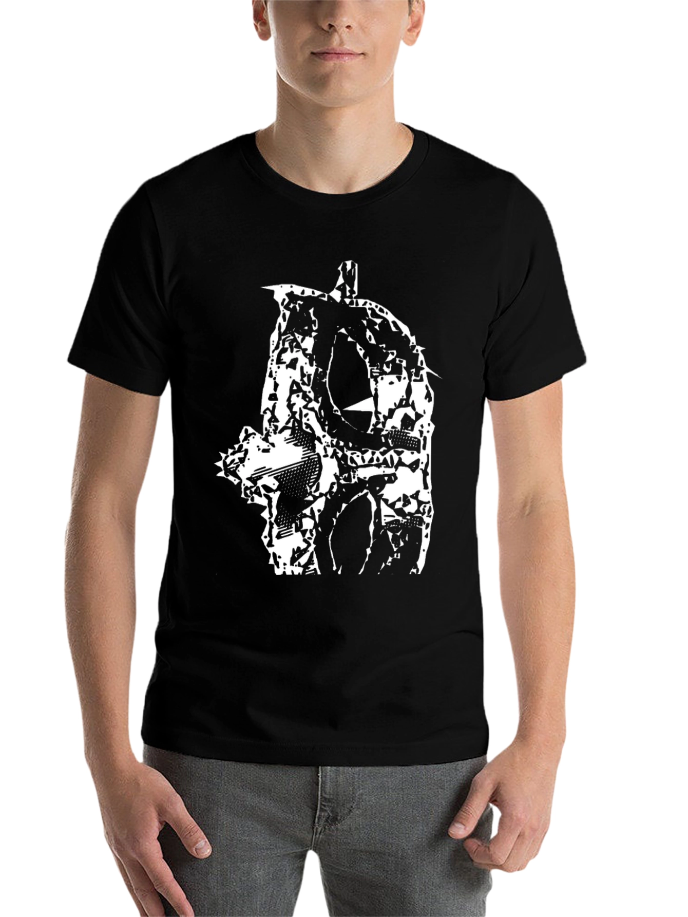 Black Abstract Skull Graphic Black T-Shirt view 7