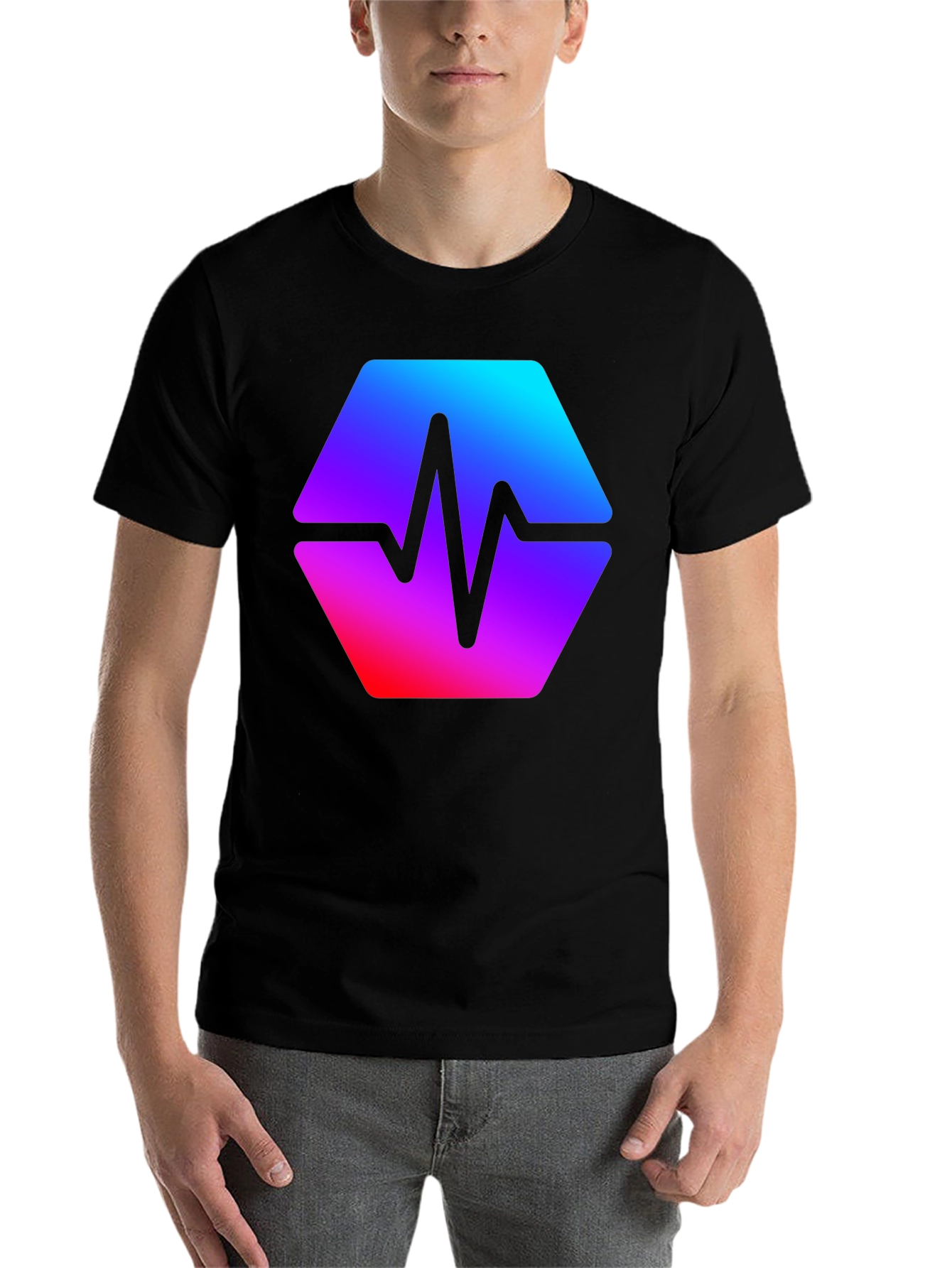 Black Hex Pulse Graphic T-Shirt - Modern Style view 7