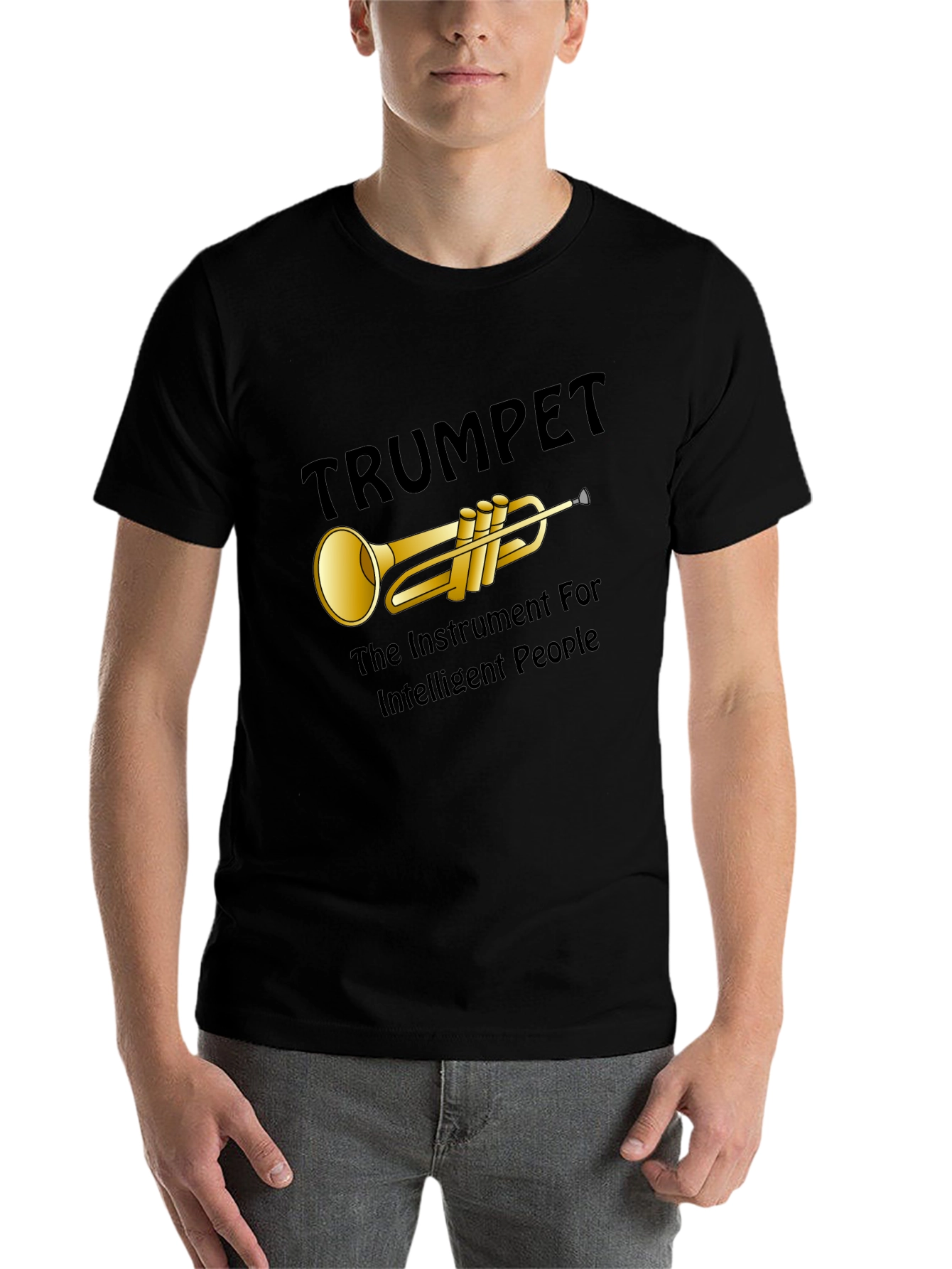 Black Trumpet Instrument Graphic T-Shirt view 7