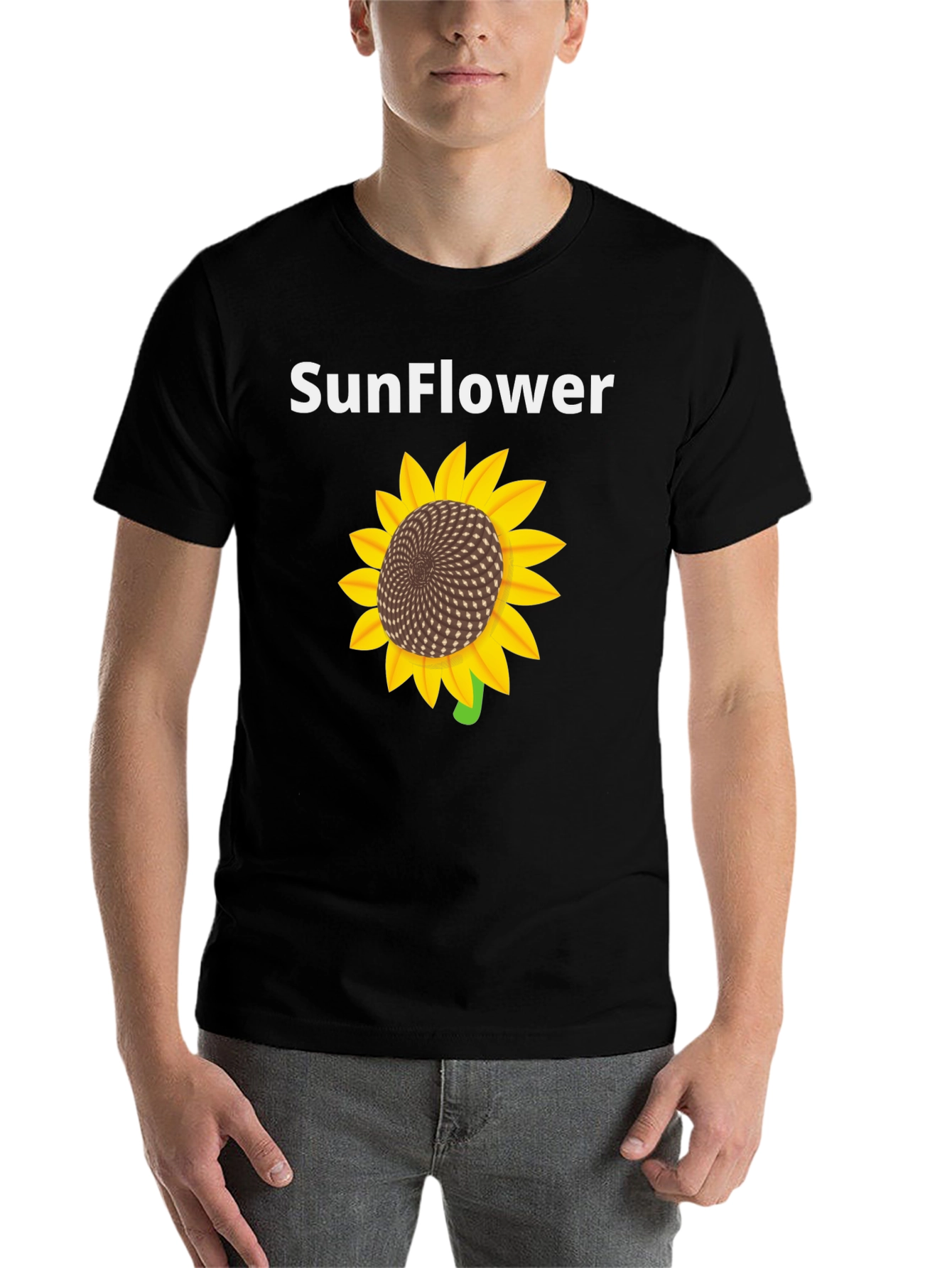 Sunflower Graphic Print Black T-Shirt - 7