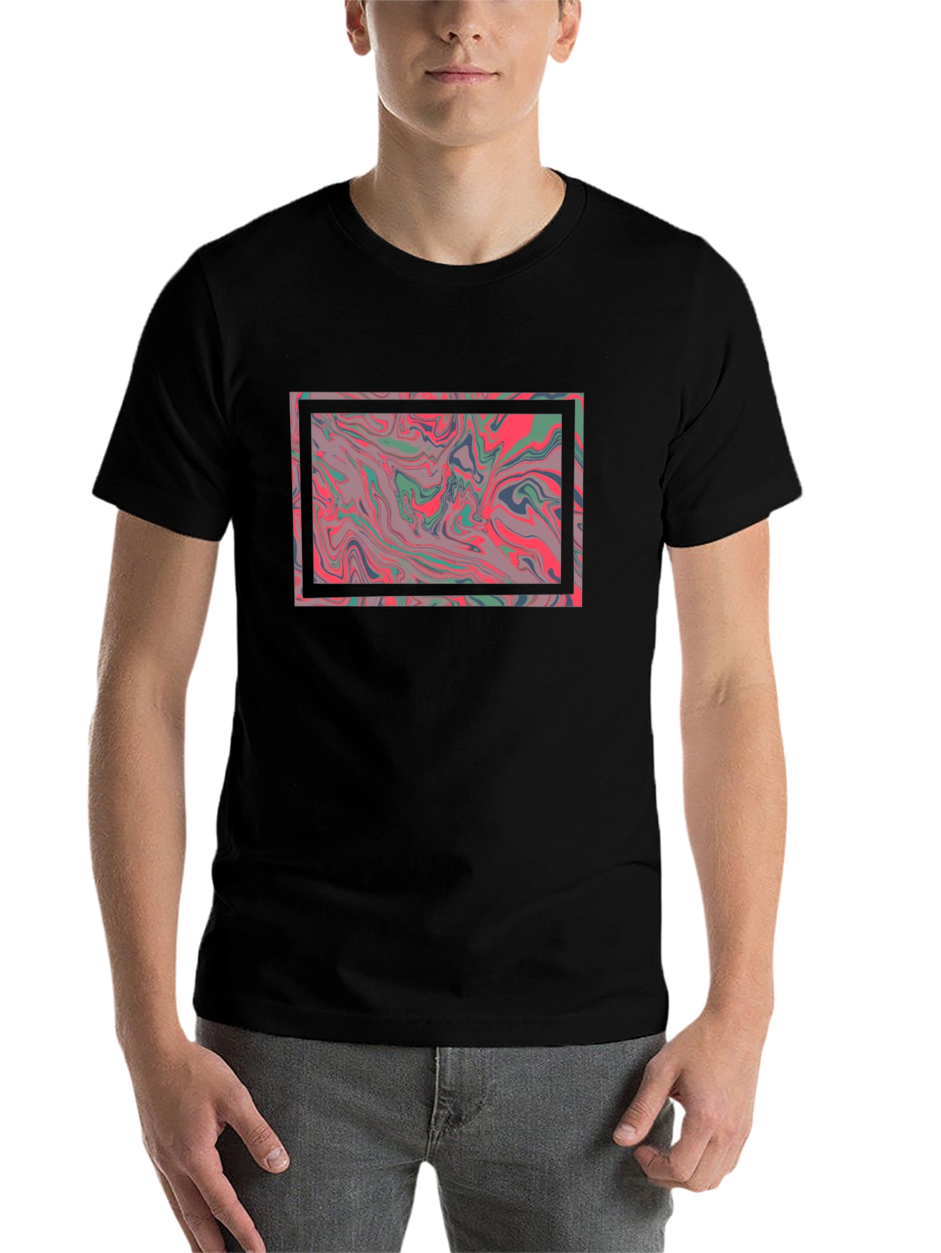 Abstract Marble Graphic Tee - Stylish Black T-Shirt - 7