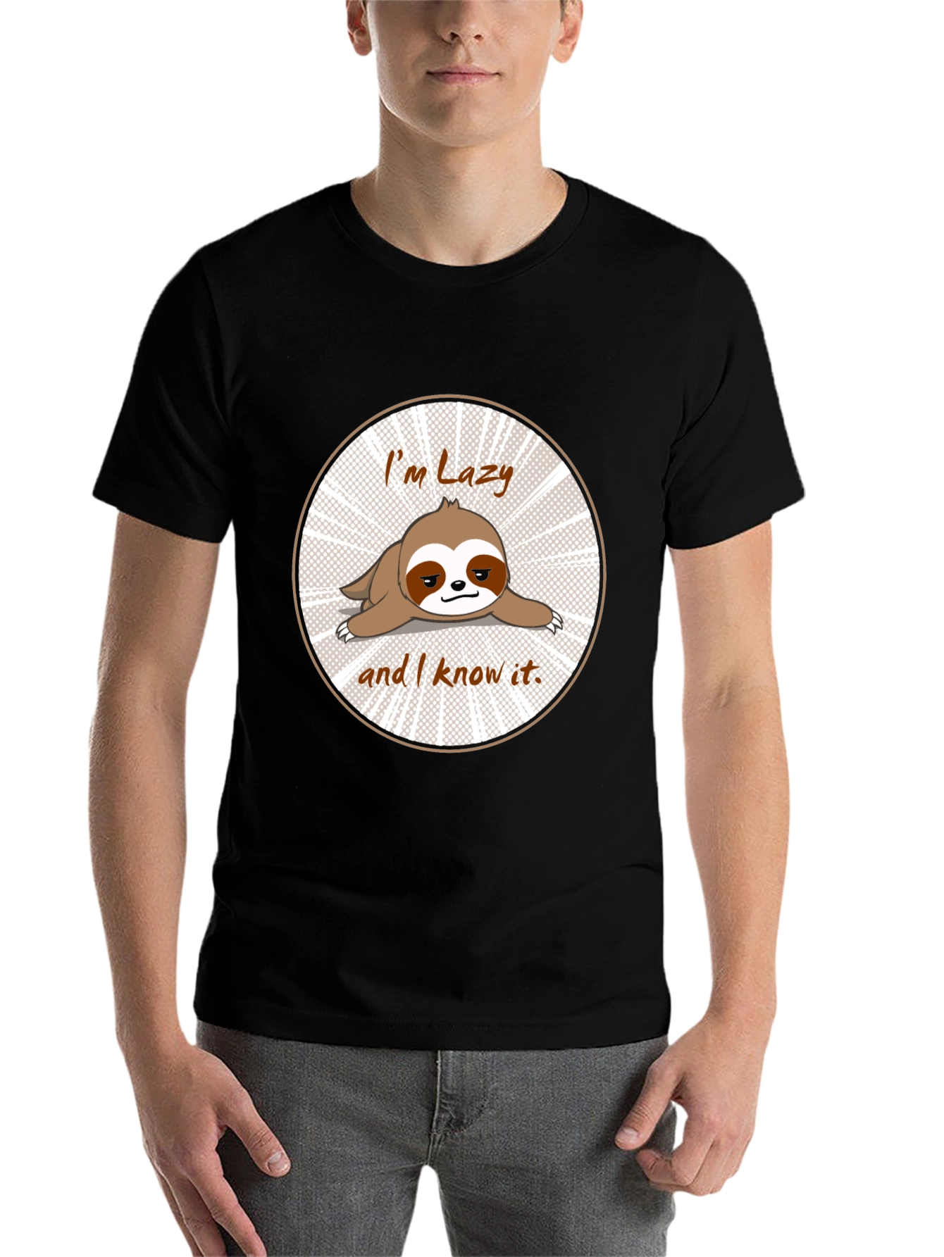 Black Lazy Sloth T-Shirt Funny Graphic Tee view 7