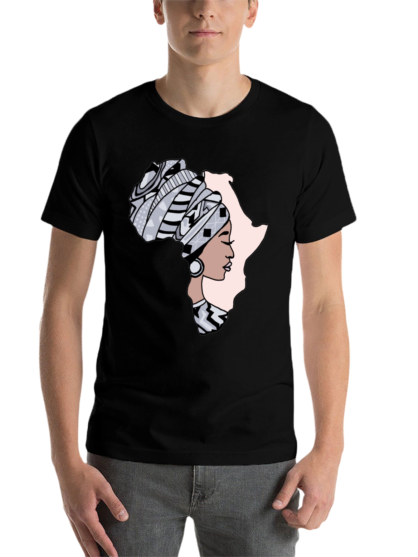 Black Africa Woman Graphic Tee - Black Cotton T-Shirt view 7