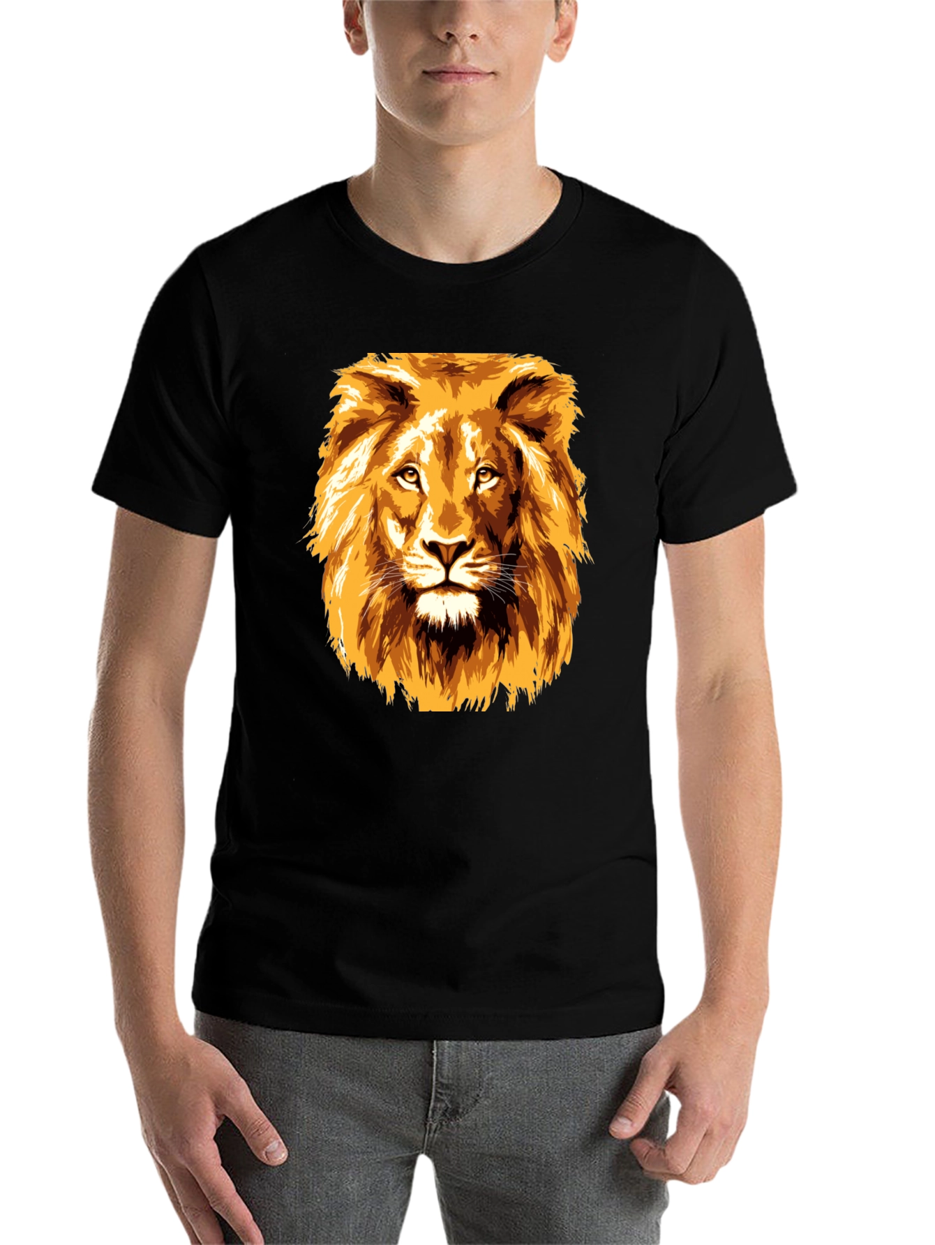 Black Lion Graphic Tee - Bold Animal Print T-Shirt view 7