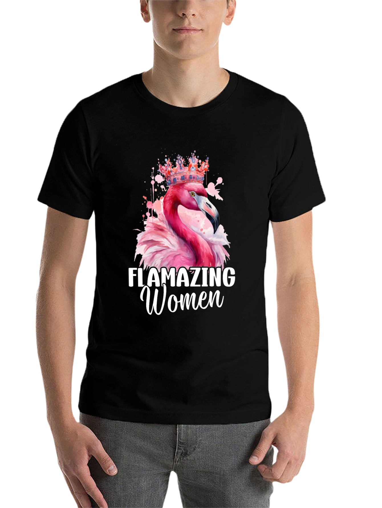 Black Flamazing Women T-Shirt - Flamingo Queen Tee view 7