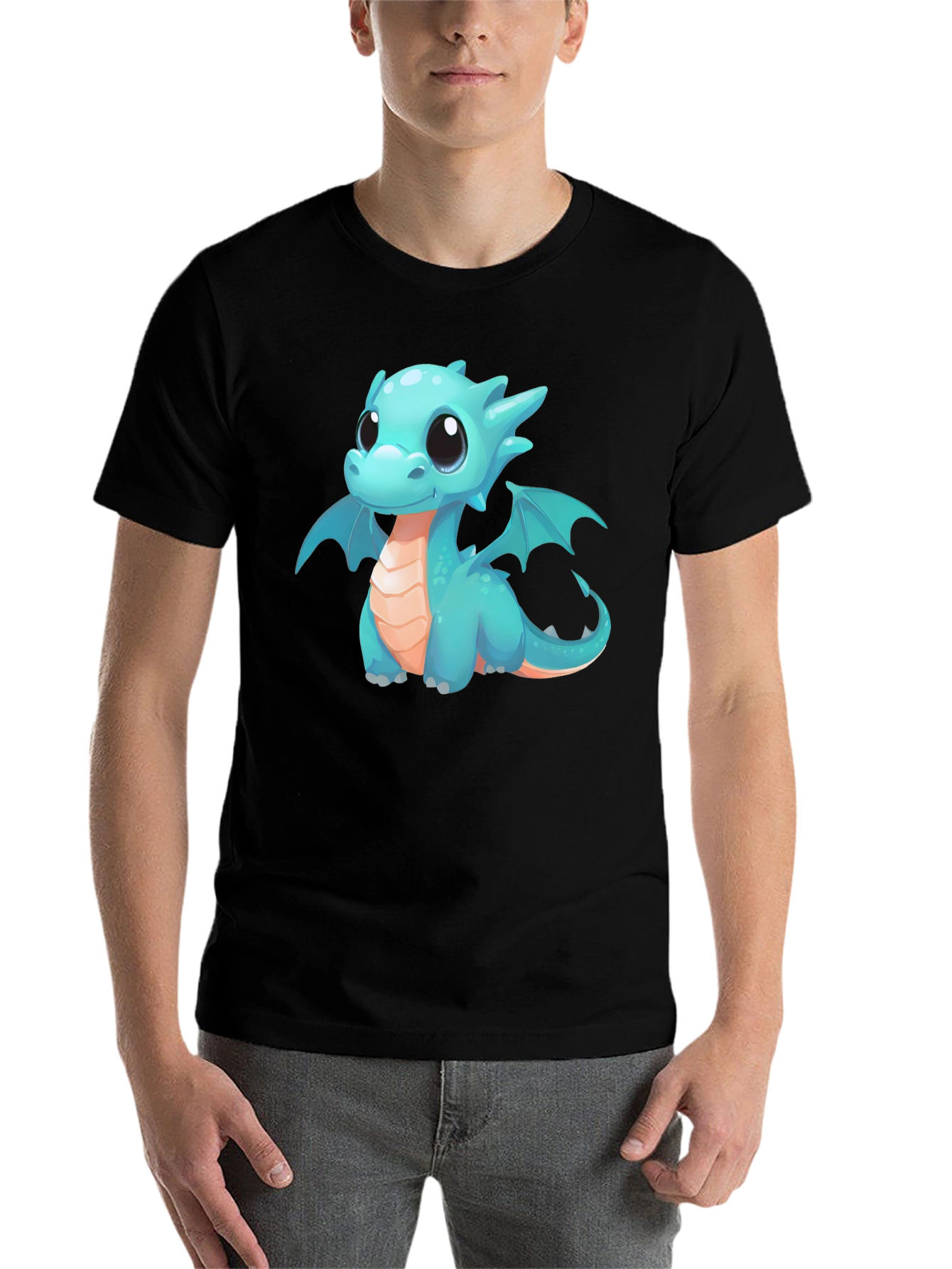 Black Cute Dragon Graphic T-Shirt - Black view 7