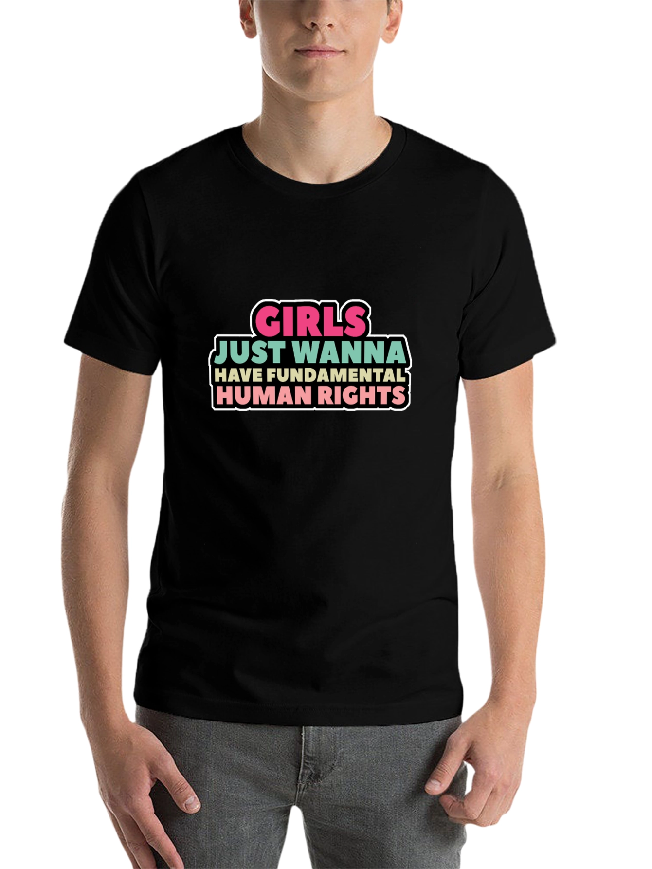 Black Girls Just Wanna Have Fundamental Human Rights T-Shirt view 7