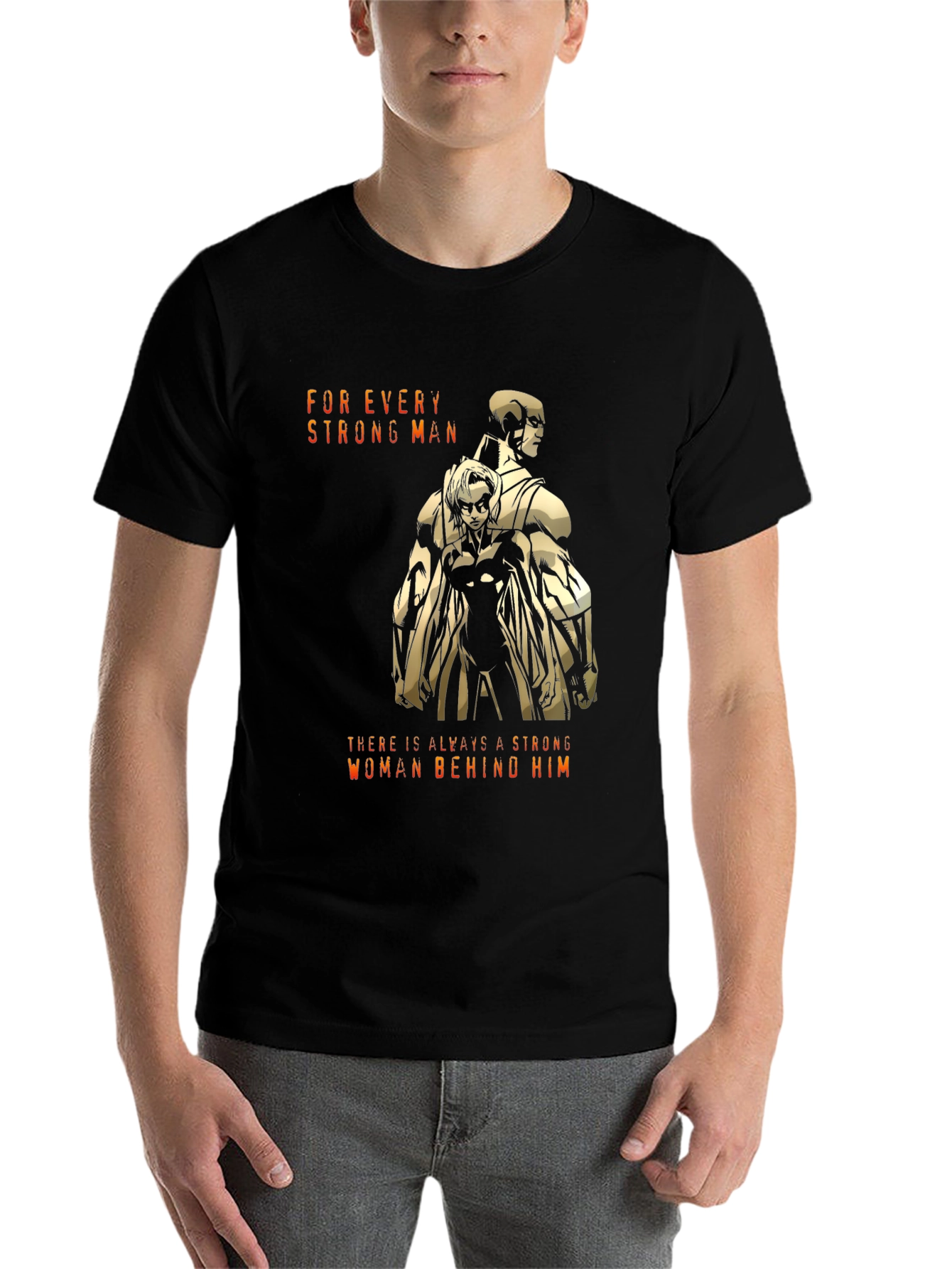 Black Strong Man/Woman Graphic T-Shirt view 7