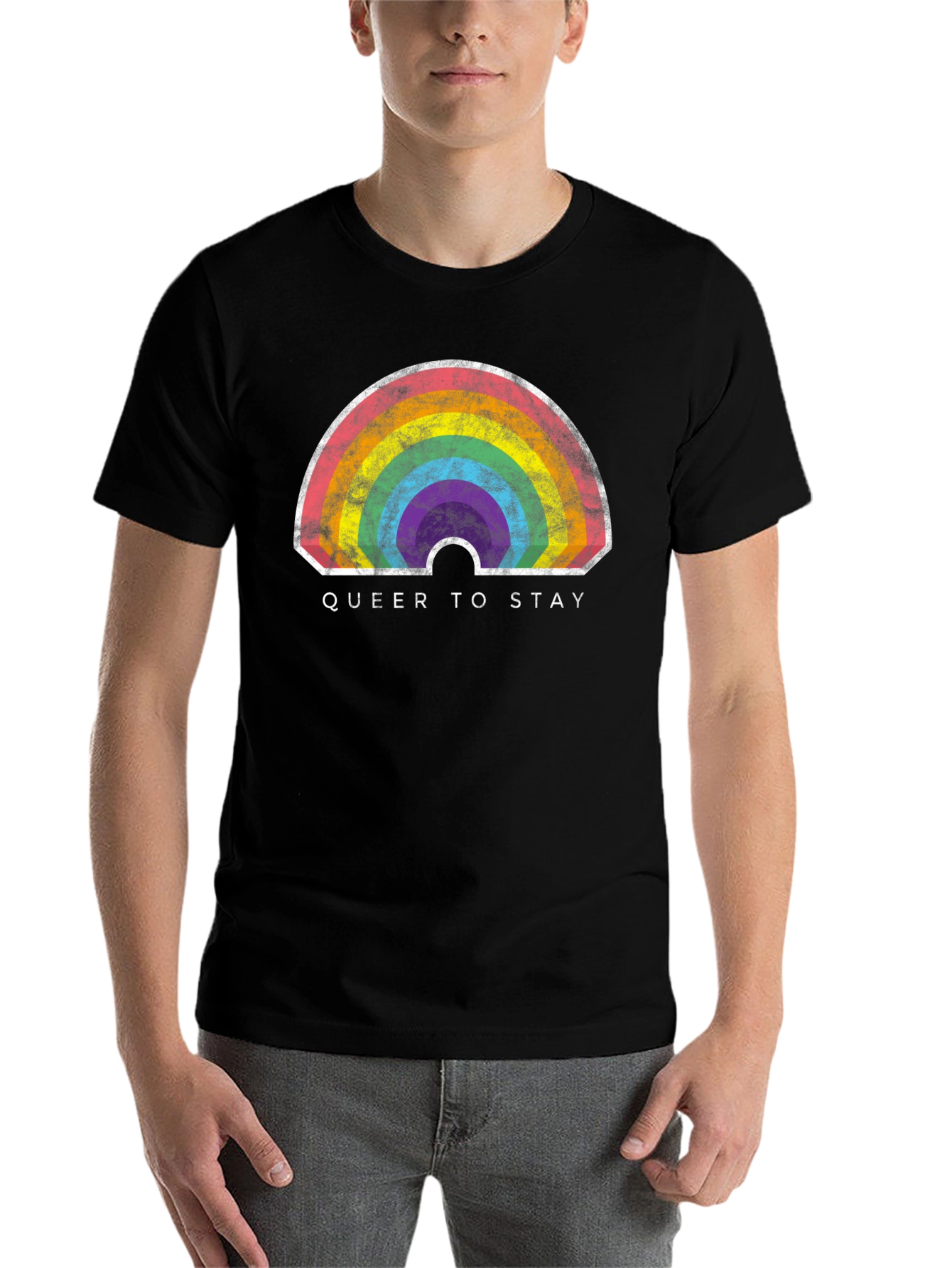 Black Queer to Stay Rainbow Graphic Tee view 7