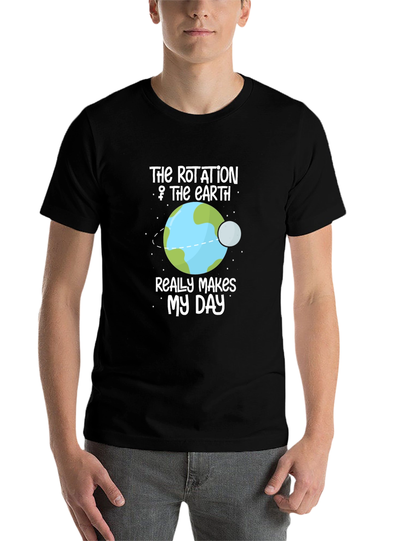 Black Rotation of Earth Graphic T-Shirt view 7