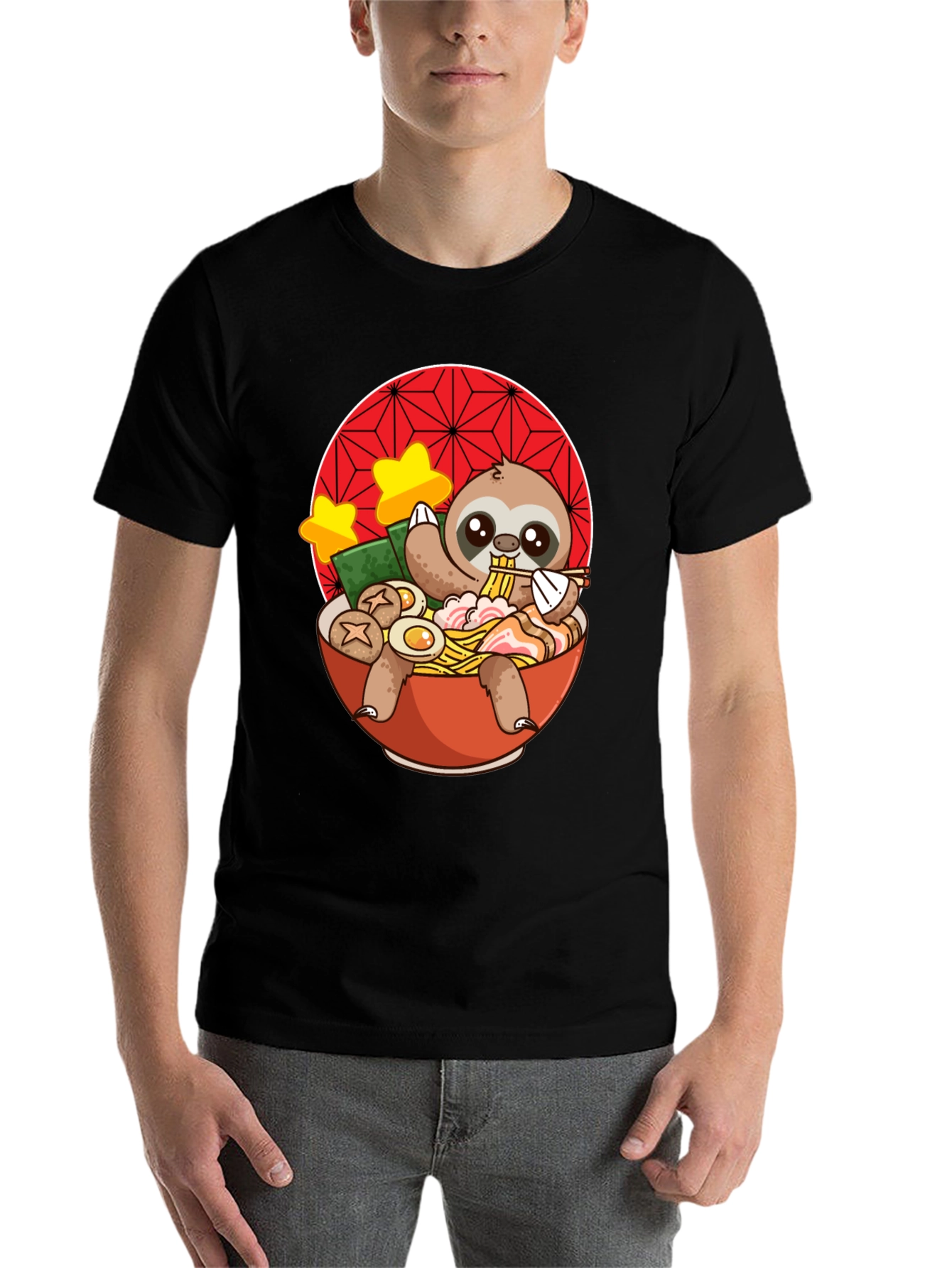 Black Sloth Ramen T-Shirt - Cute Japanese Noodles view 7