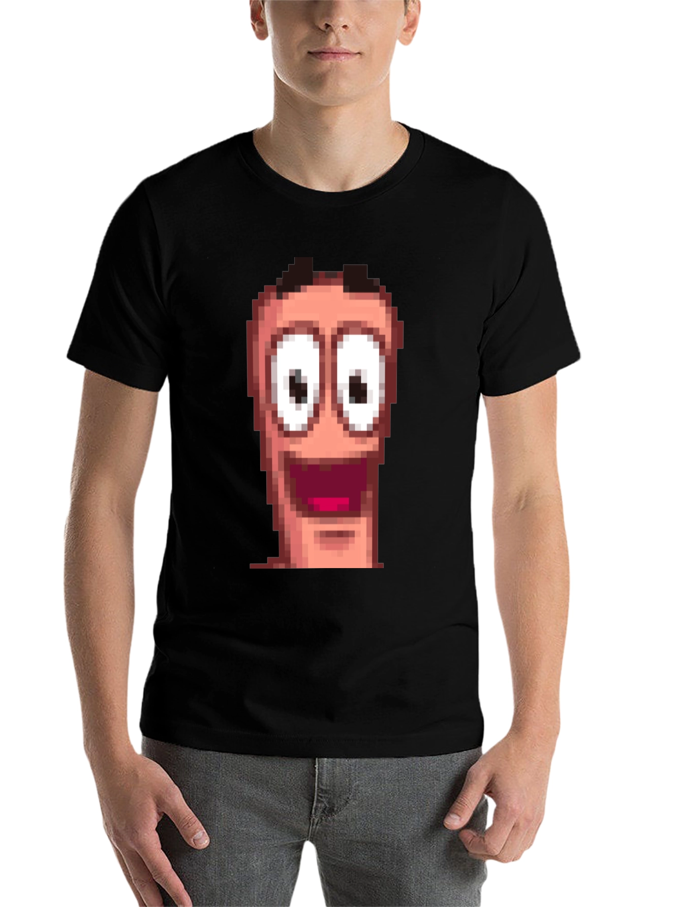 Black Pixel Worm Face Black T-Shirt view 7