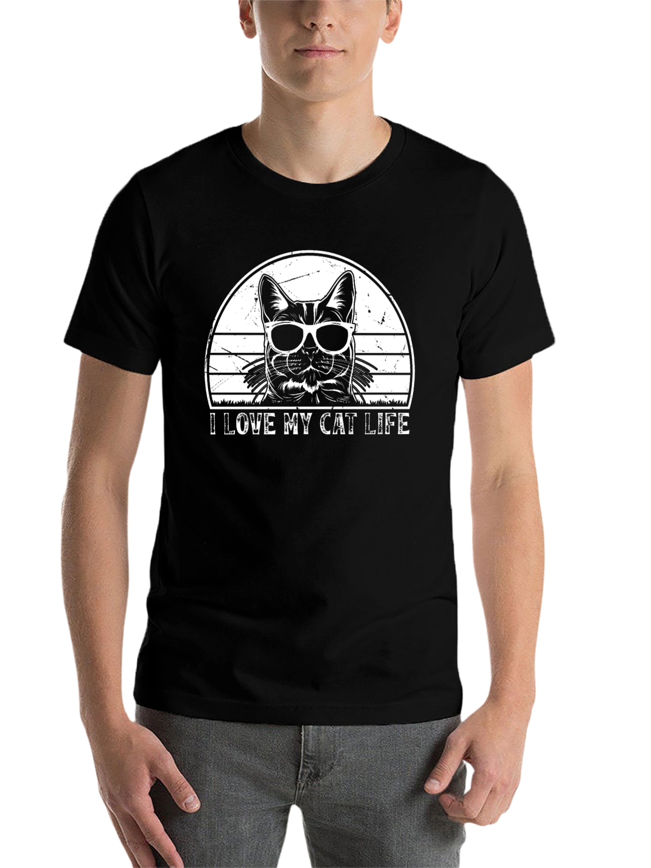 Black I Love My Cat Life Black T-Shirt view 7