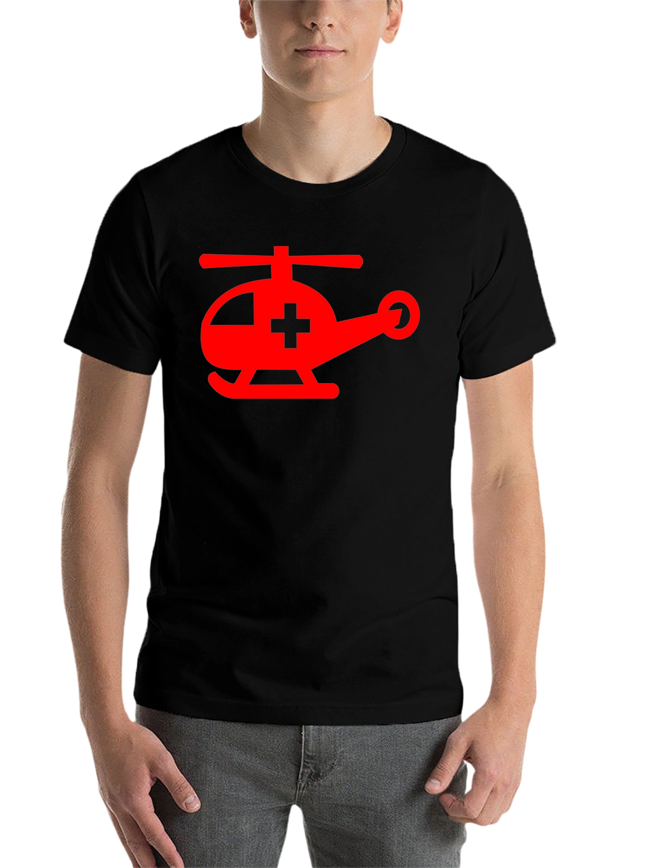 Black Medical Helicopter Graphic Tee - Black Cotton Comfort view 7