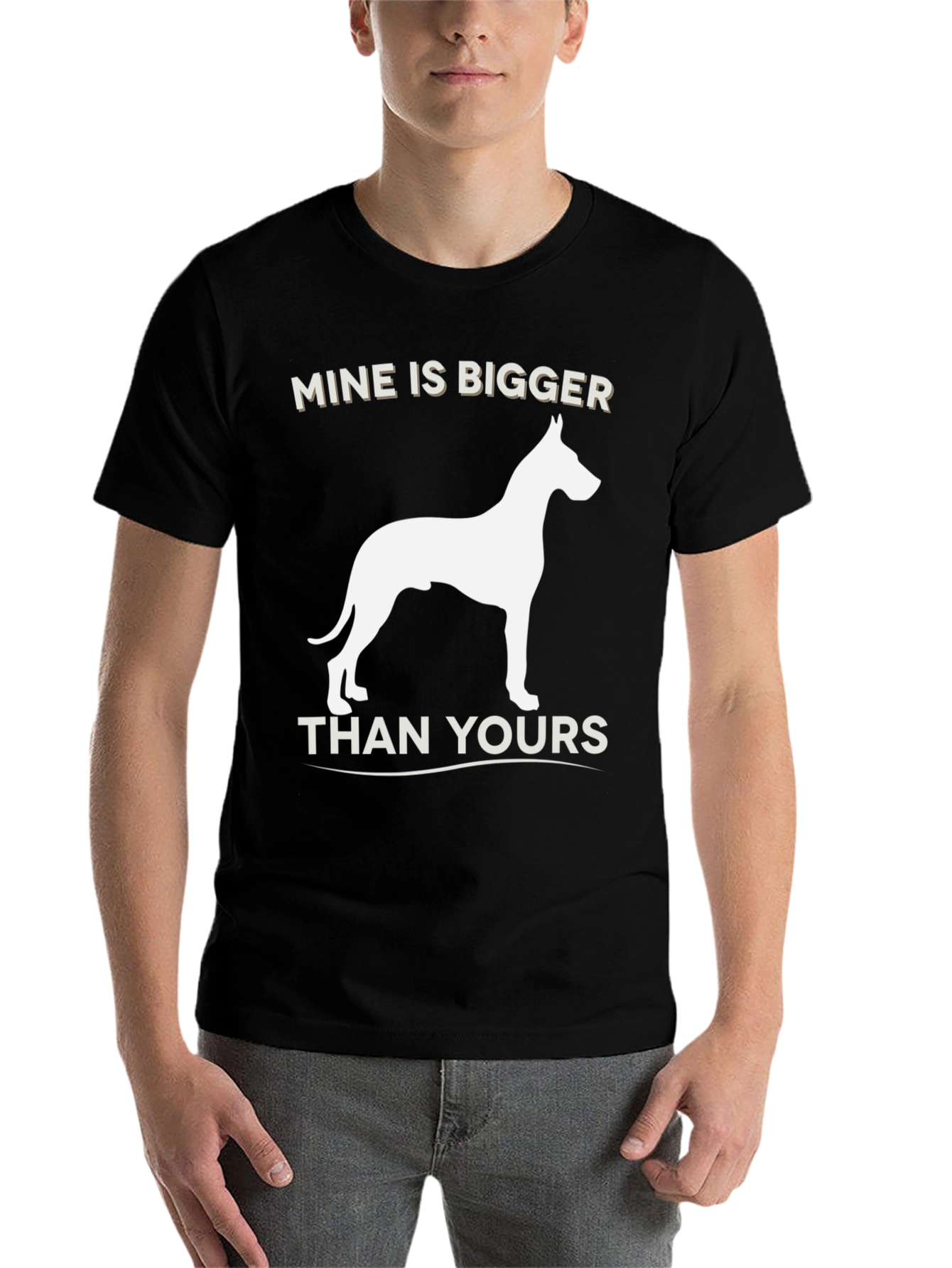 Black Mine Is Bigger Dog Graphic T-Shirt view 7