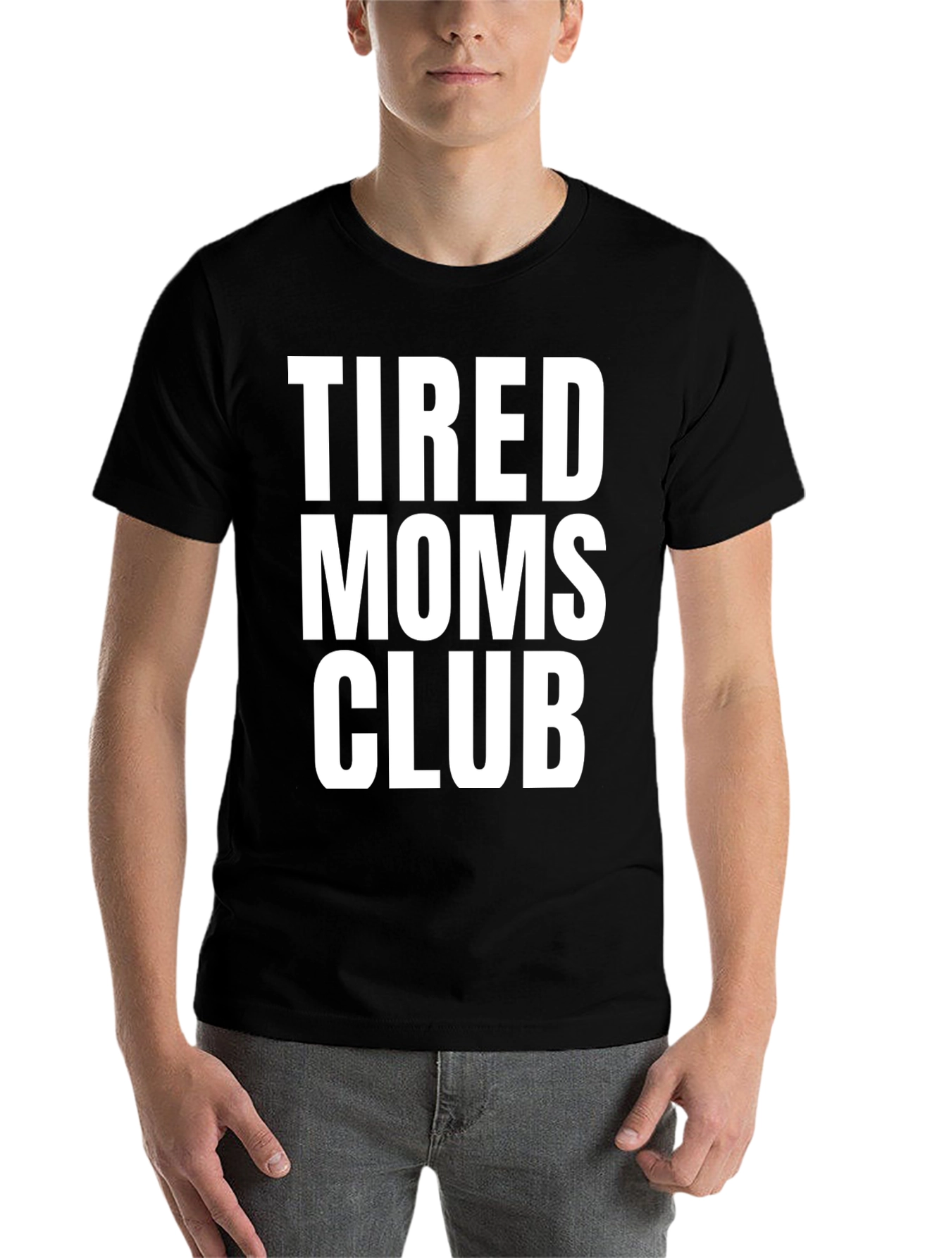 Black Tired Moms Club Tee - Comfortable Cotton Crew Neck T-Shirt view 7
