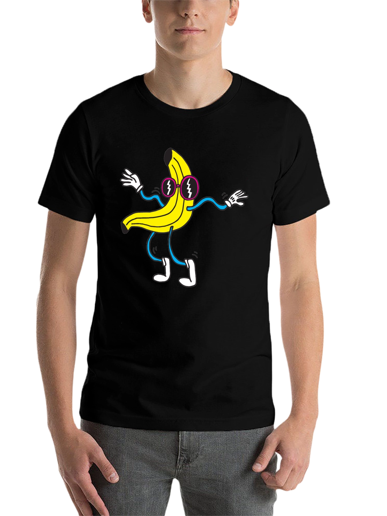 Black Funky Banana Graphic T-Shirt - Black Cotton Tee view 7
