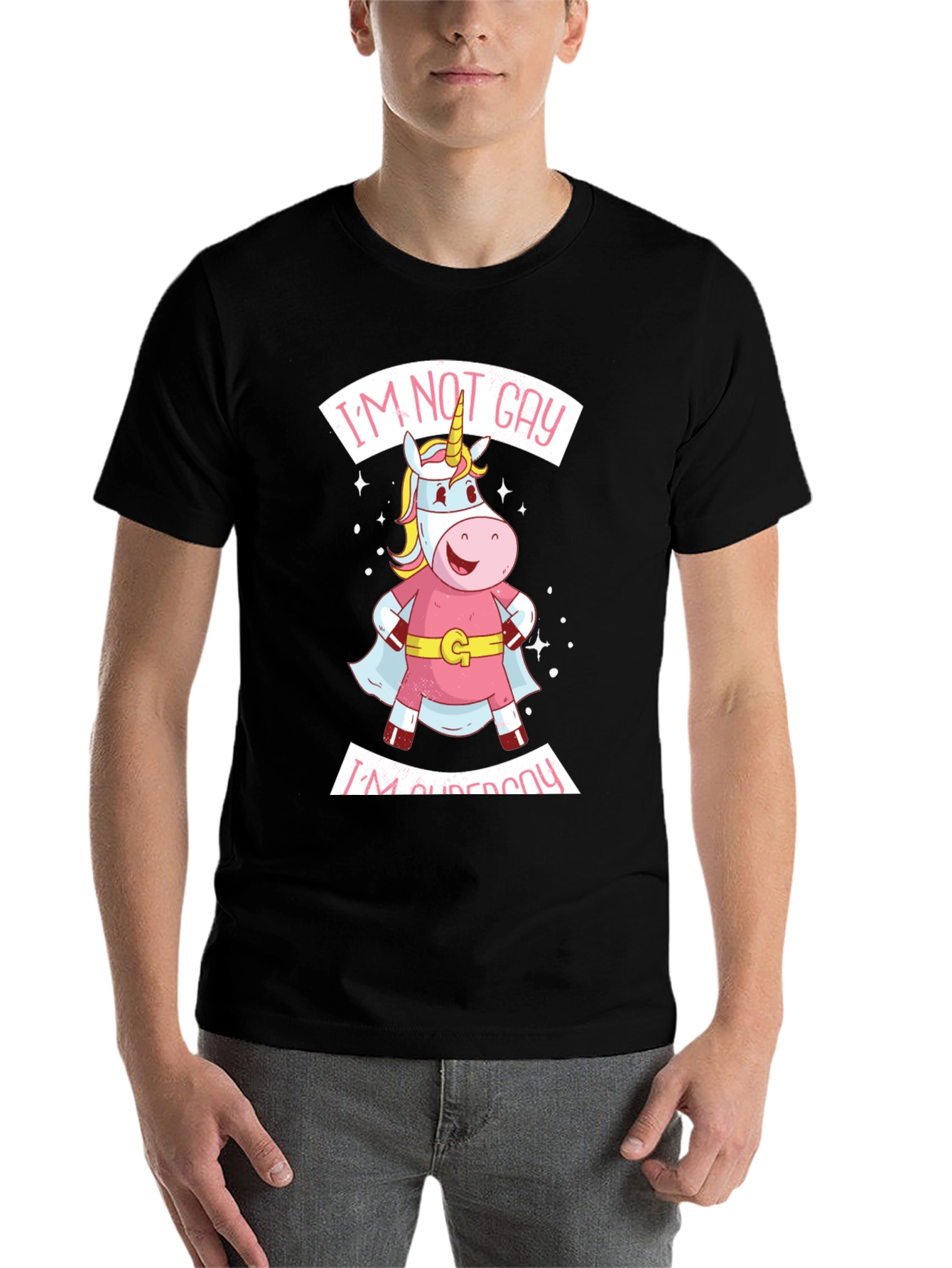 Black I'm Superpony T-Shirt - Unicorn Graphic Tee view 7