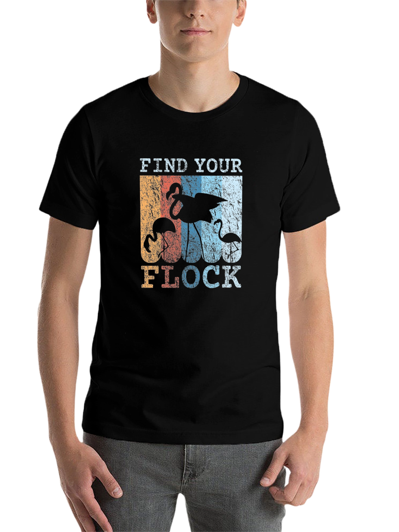 Black Find Your Flock Retro Graphic T-Shirt view 7