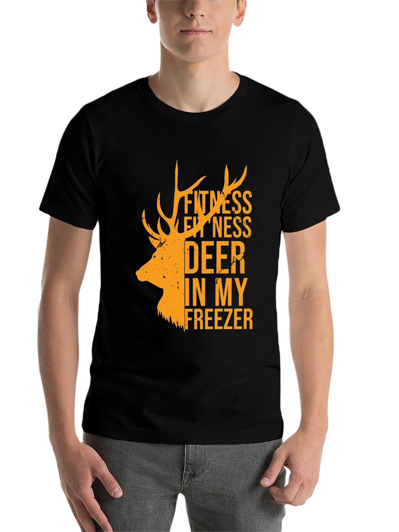 Black Fitness Deer In My Freezer Black T-Shirt view 7