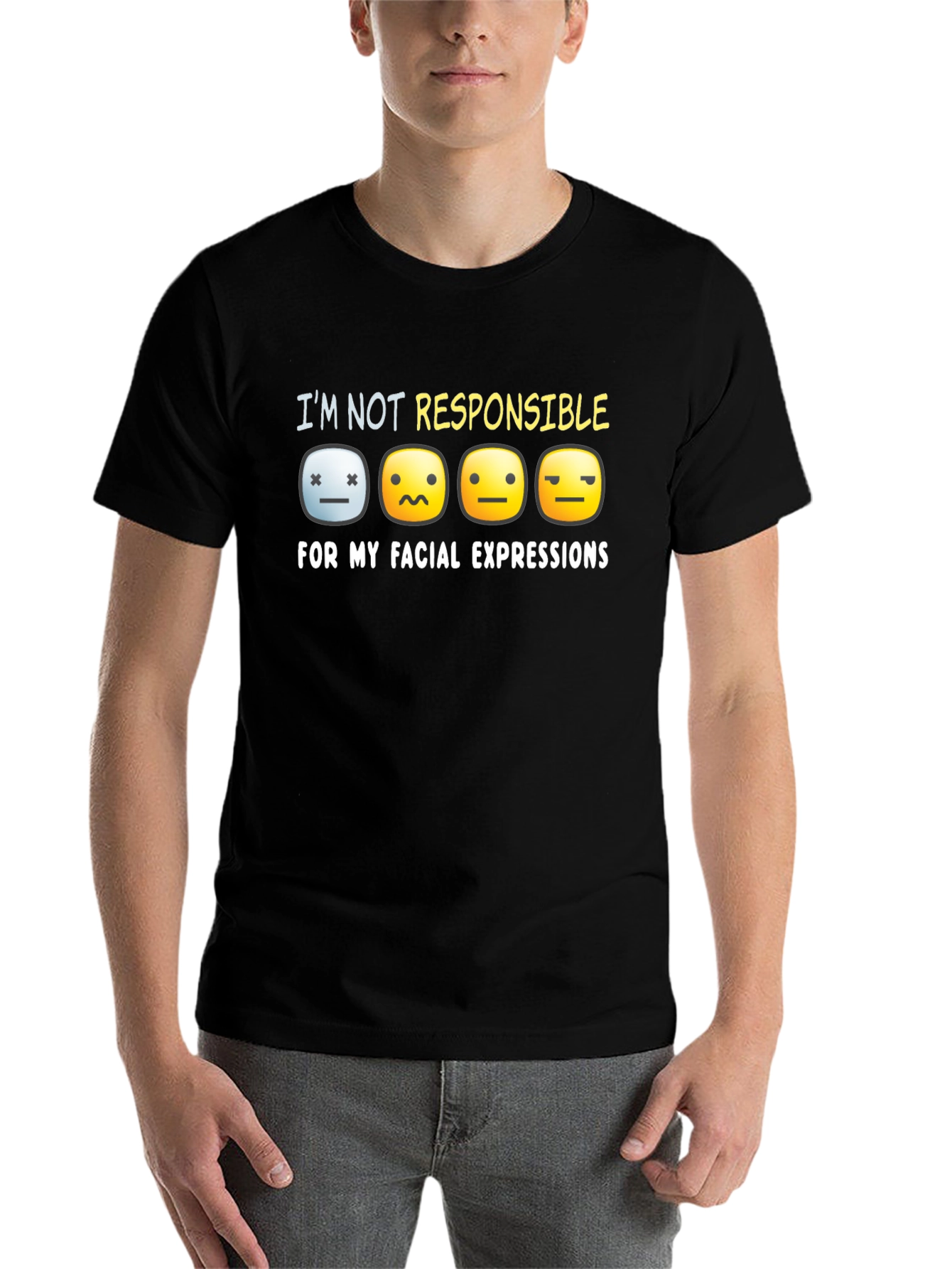 Black Funny Facial Expressions T-Shirt view 7